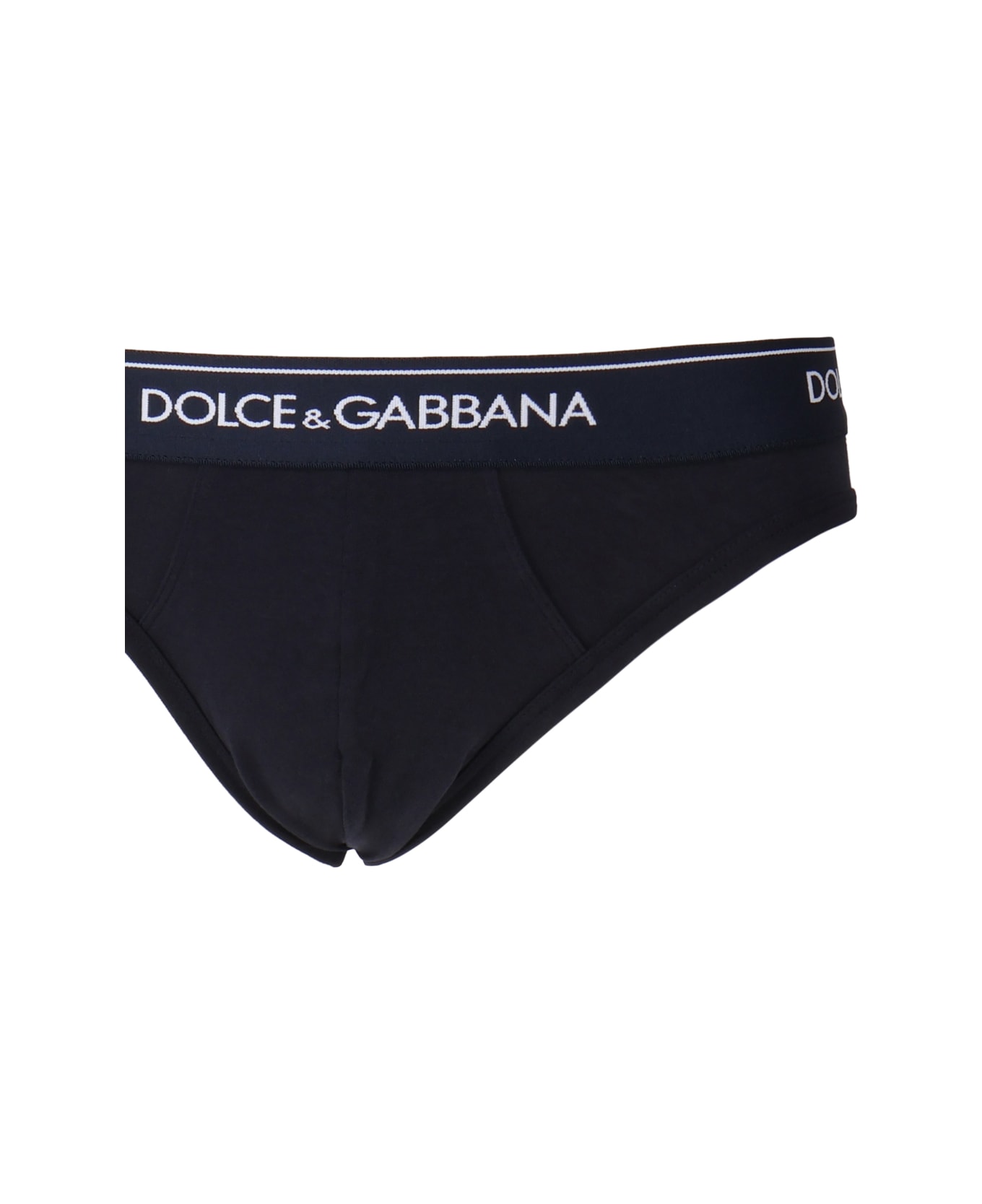 Dolce & Gabbana Briefs With Logoed Elastic - Blue navy 水着