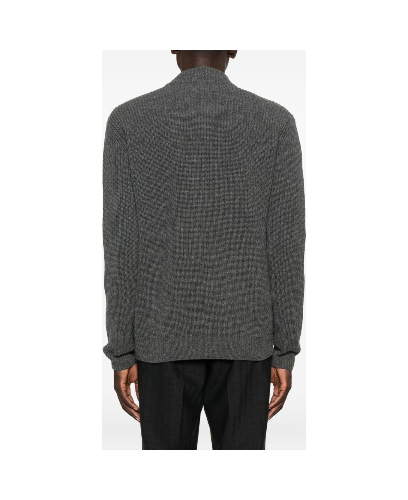 Zanone Ribbed Zip-up Cardigan - Grey