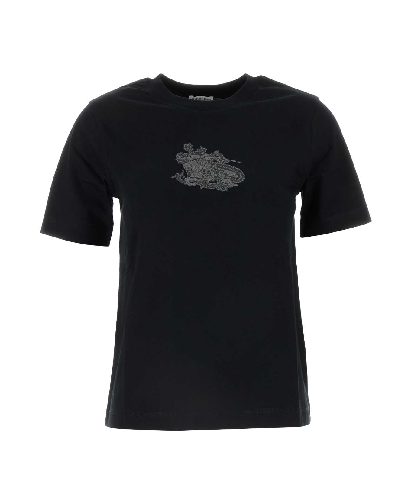 Burberry Black Cotton T-shirt - COAL