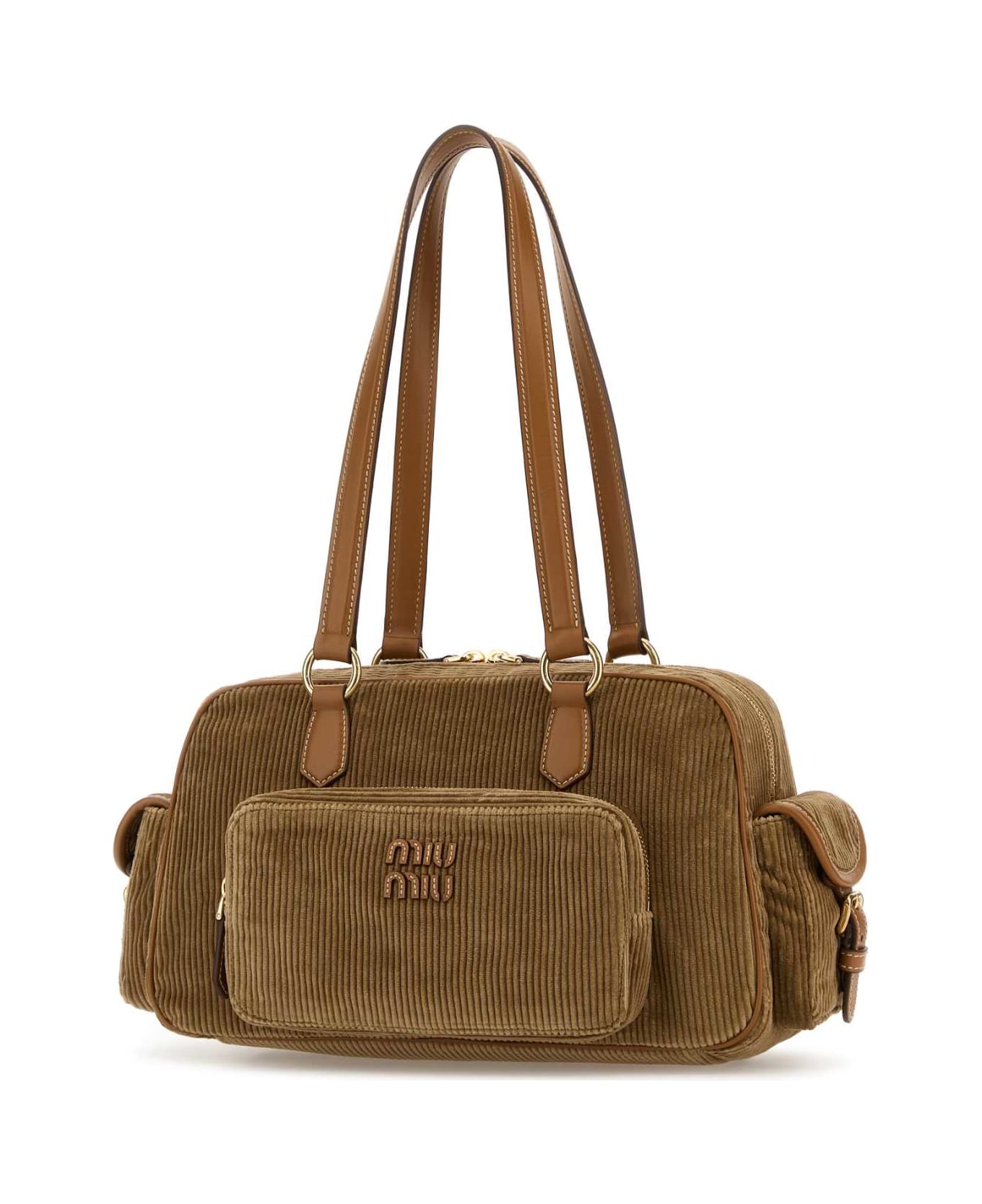 Miu Miu Beige Corduroy Shoulder Bag - CANNELLA