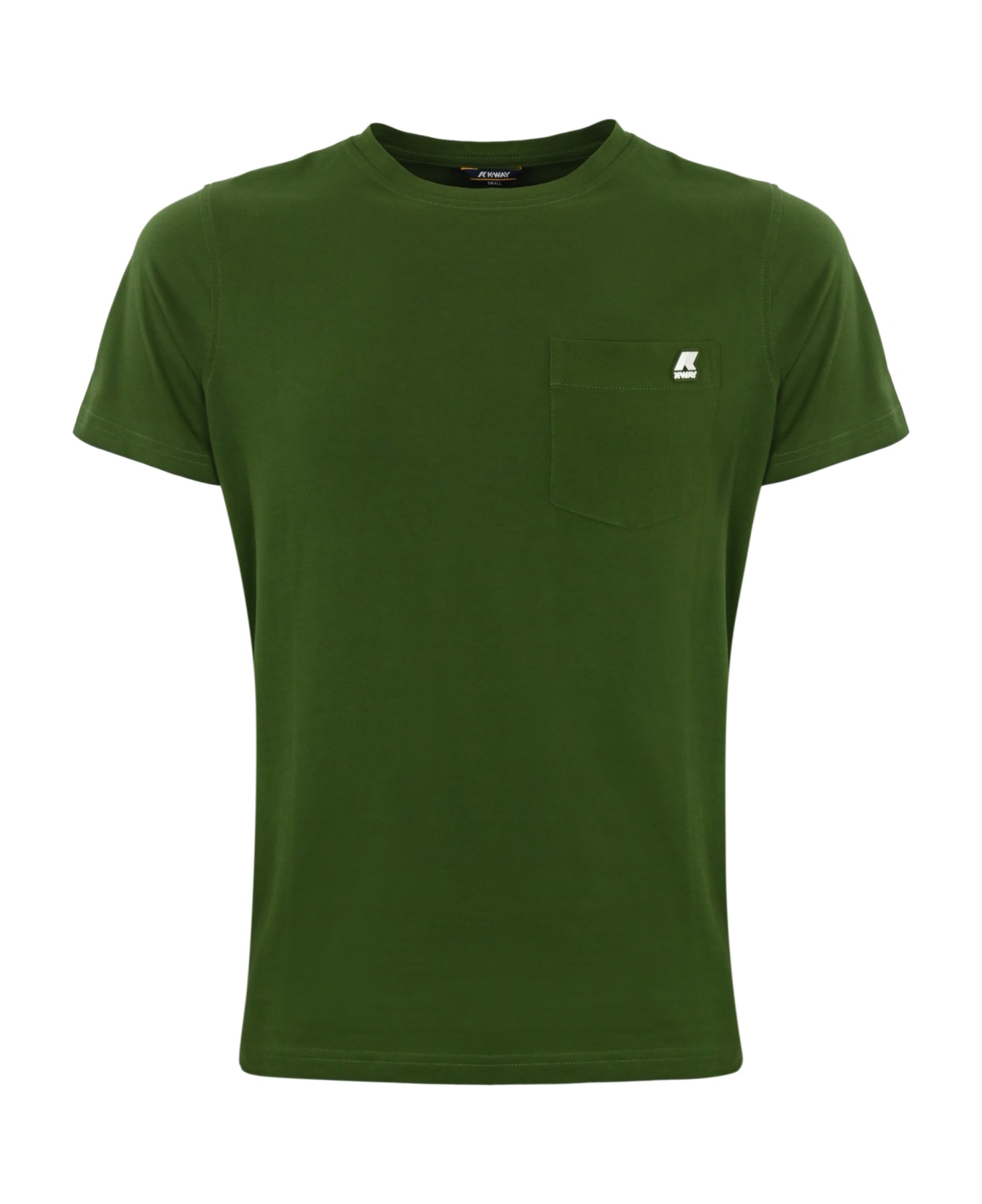 K-Way T-shirt With Rubber Logo - Green cypress