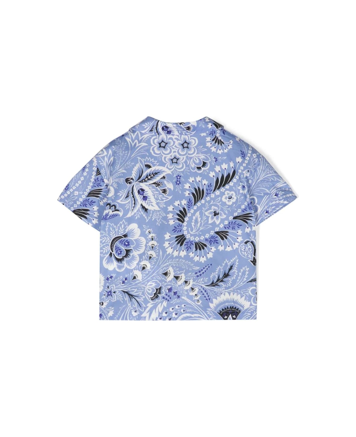 Etro Light Blue Bowling Shirt With Paisley Print - Blue