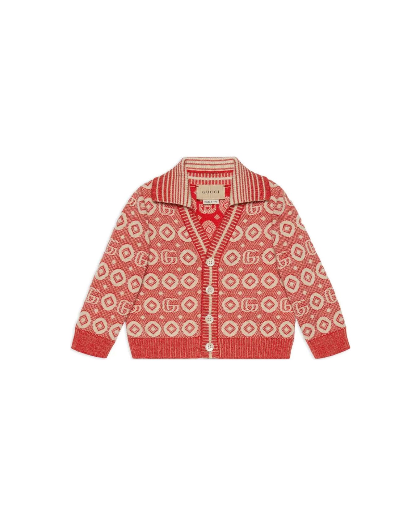 Gucci Cardigan Cotton Jaquard - Red Beige ニットウェア＆スウェットシャツ