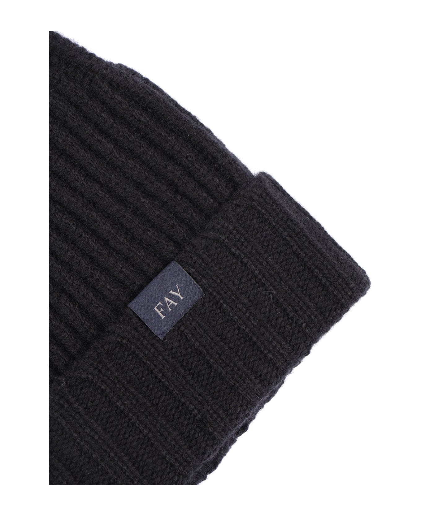 Fay Ribbed Cap - BLACK