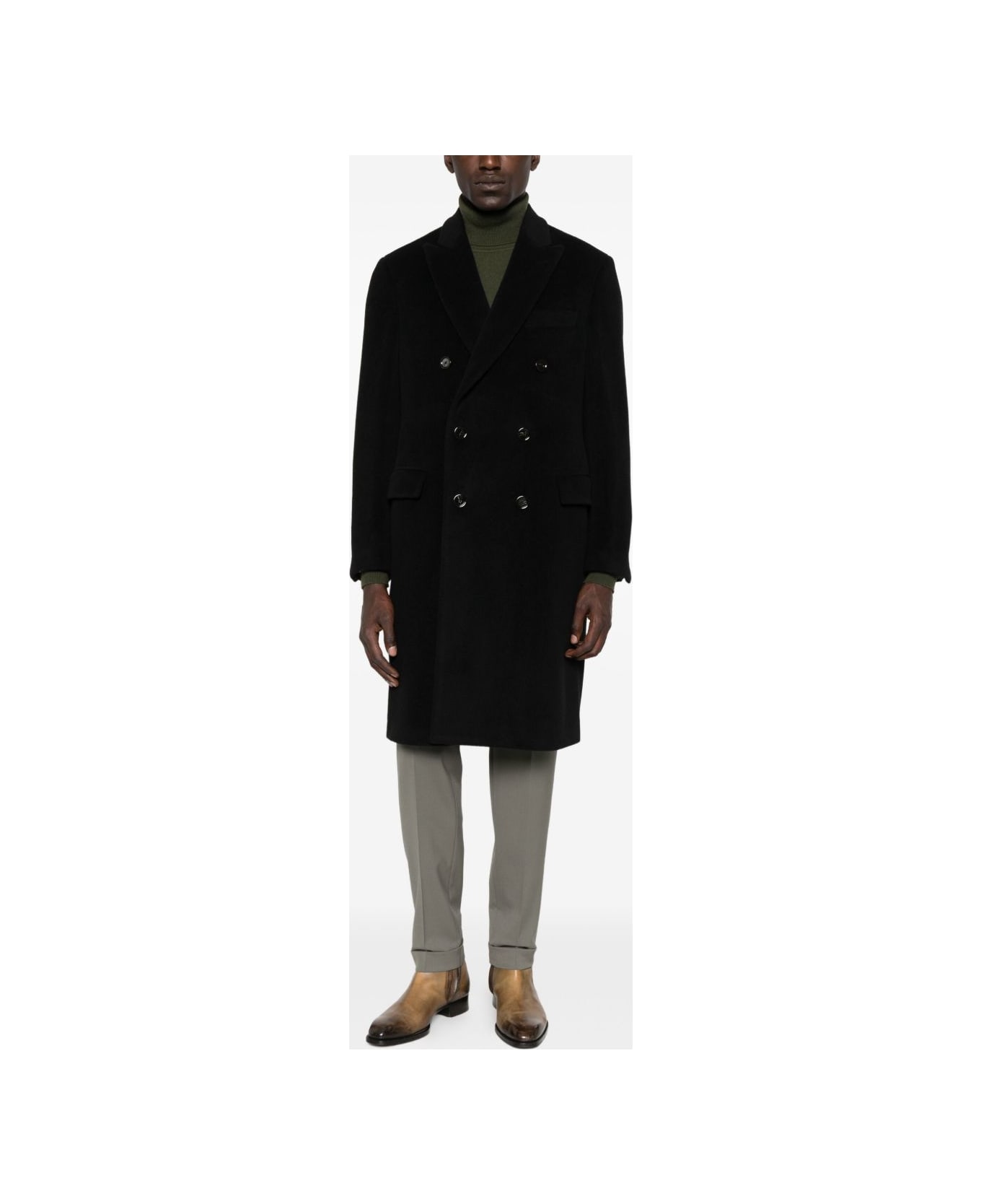 Lardini Double-breasted Coat - Black