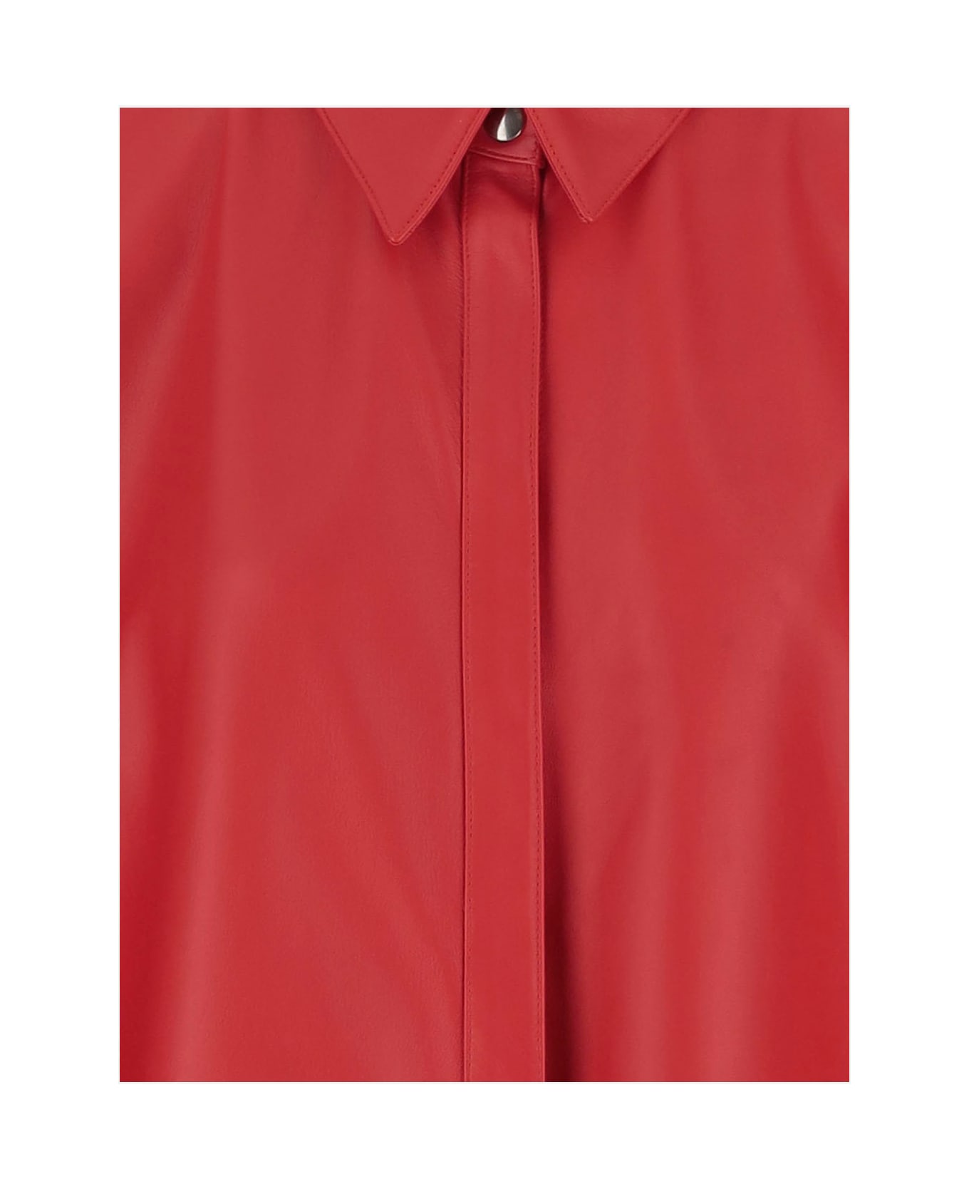 Armarium Leo Leather Shirt - Red