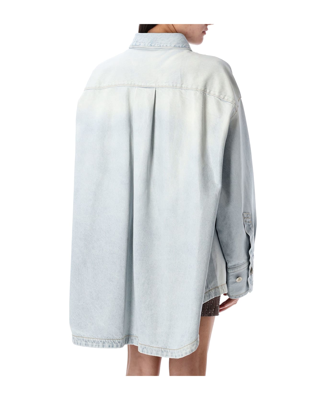 The Attico Diana Denim Shirt - SKY BLUE