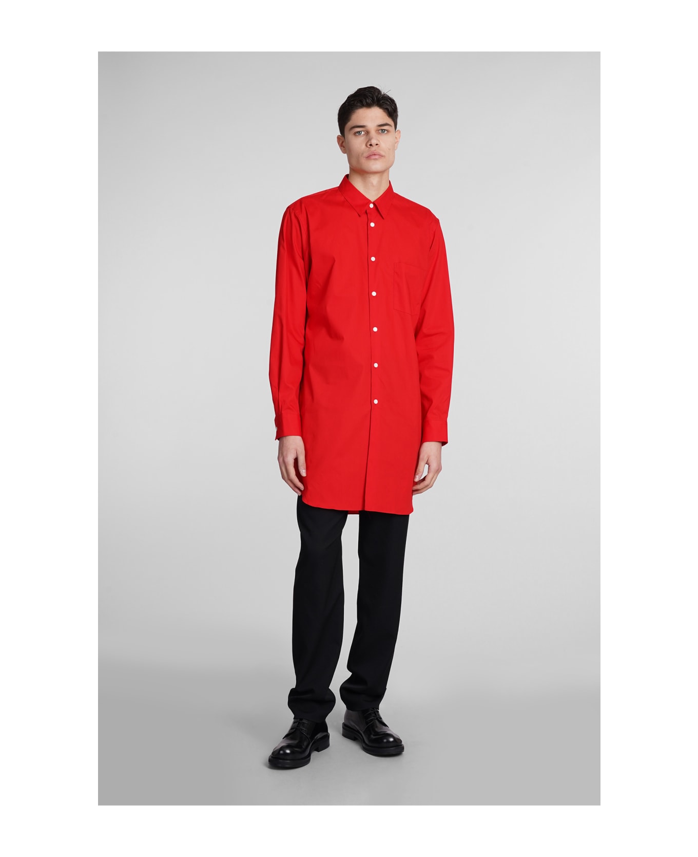 Comme Des Garçons Homme Plus Shirt In Red Cotton - red