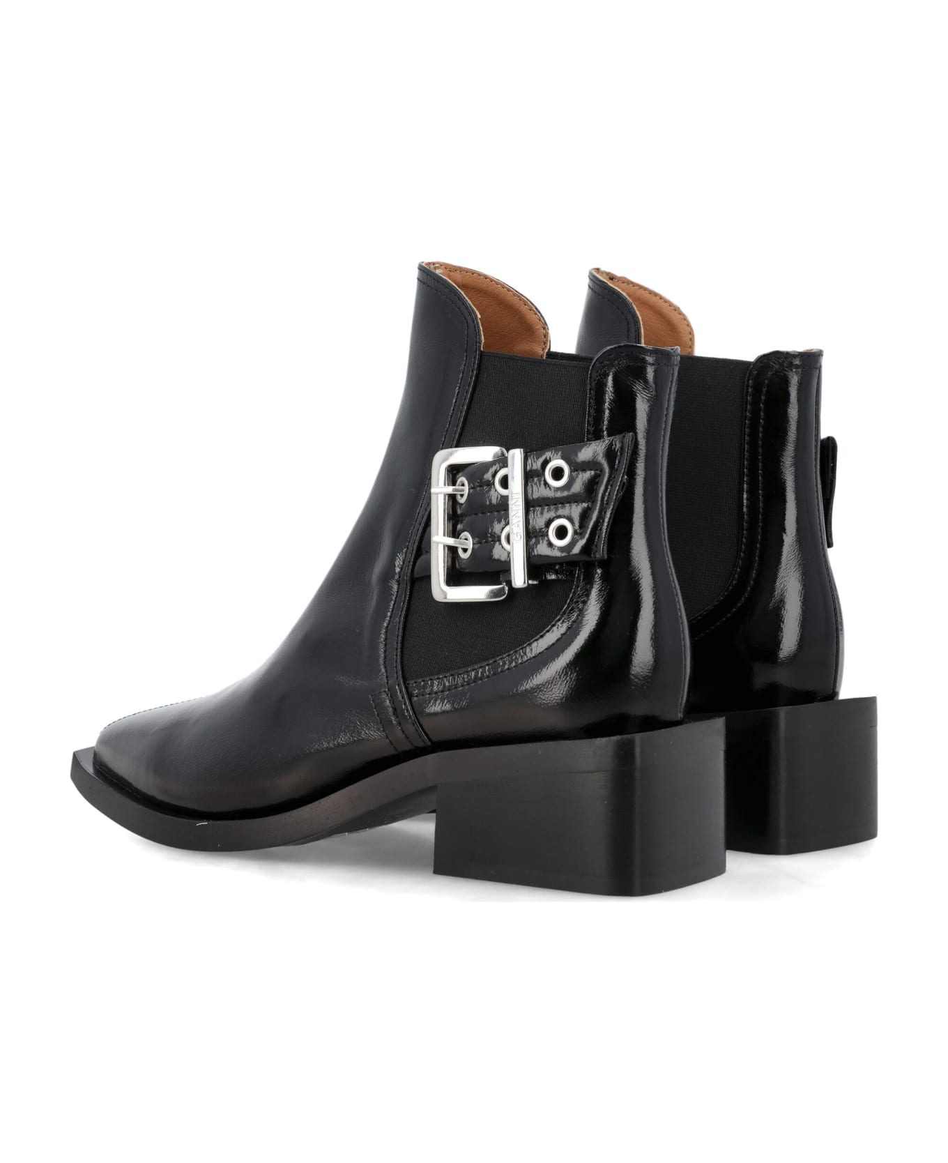 Ganni Chuncky Buckle Chelsea Boots - BLACK