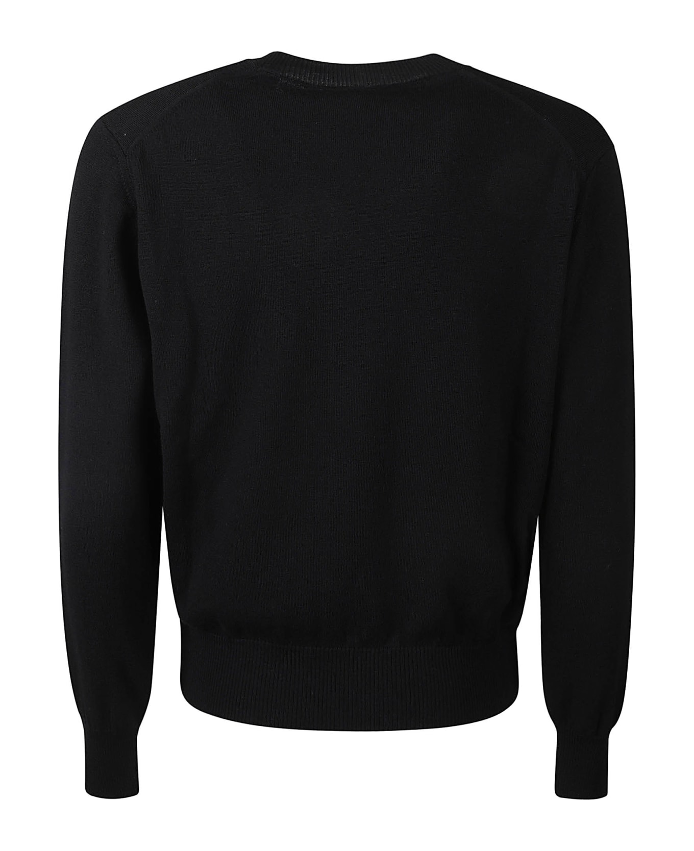 Ami Alexandre Mattiussi Logo Embroidered Ribbed Sweater - Black