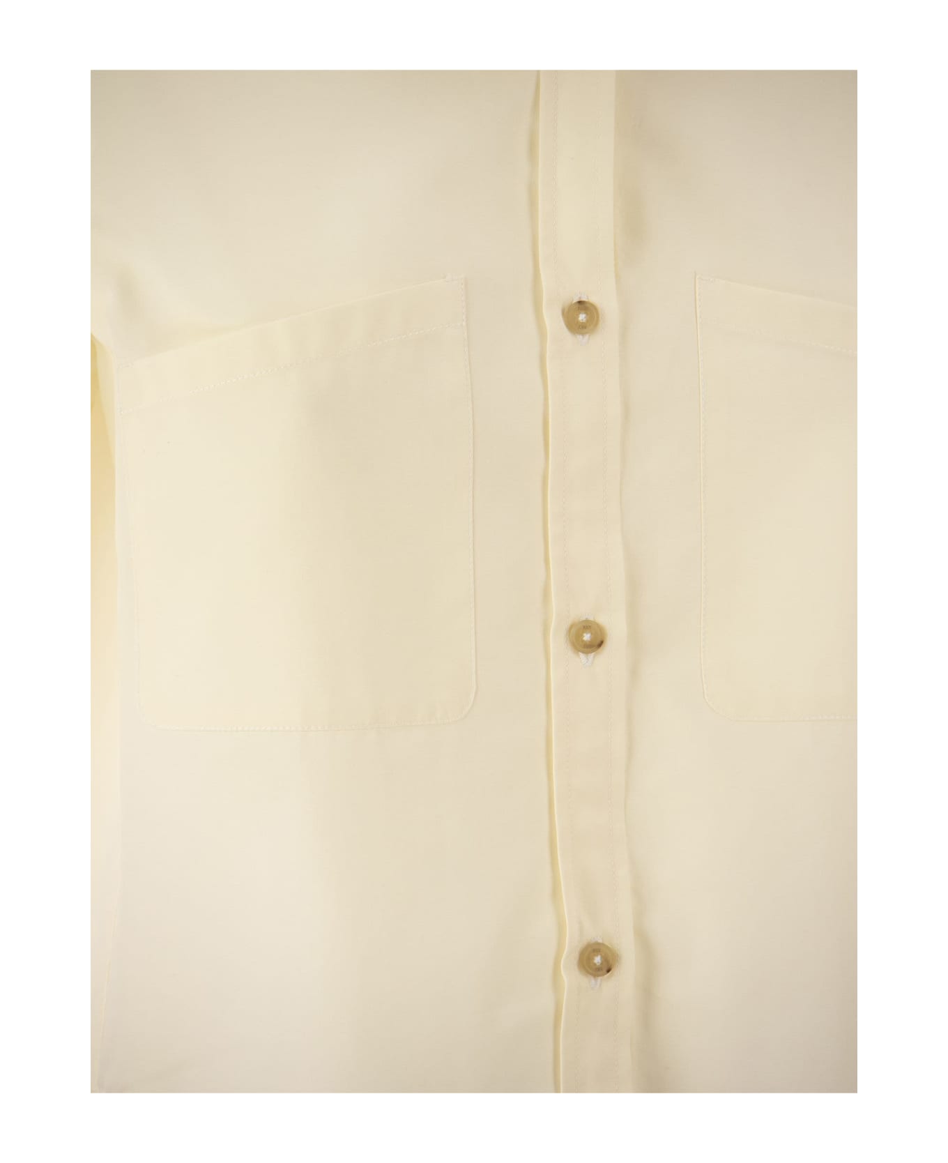 Fay Cropped Cotton Shirt - Cream