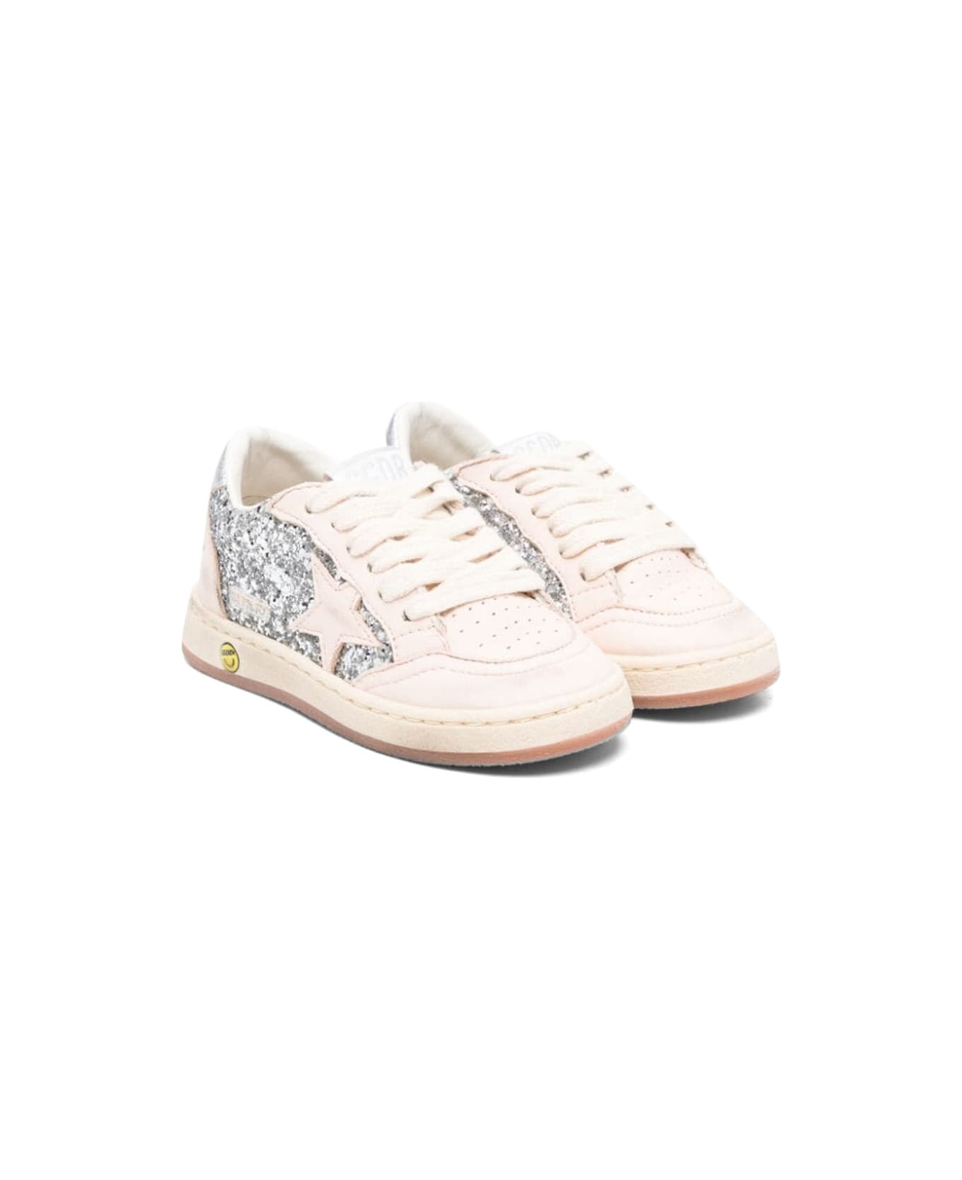 Golden Goose Ballstar Glitter Upper Nappa Toe Star And Spur Laminated Heel - SILVER