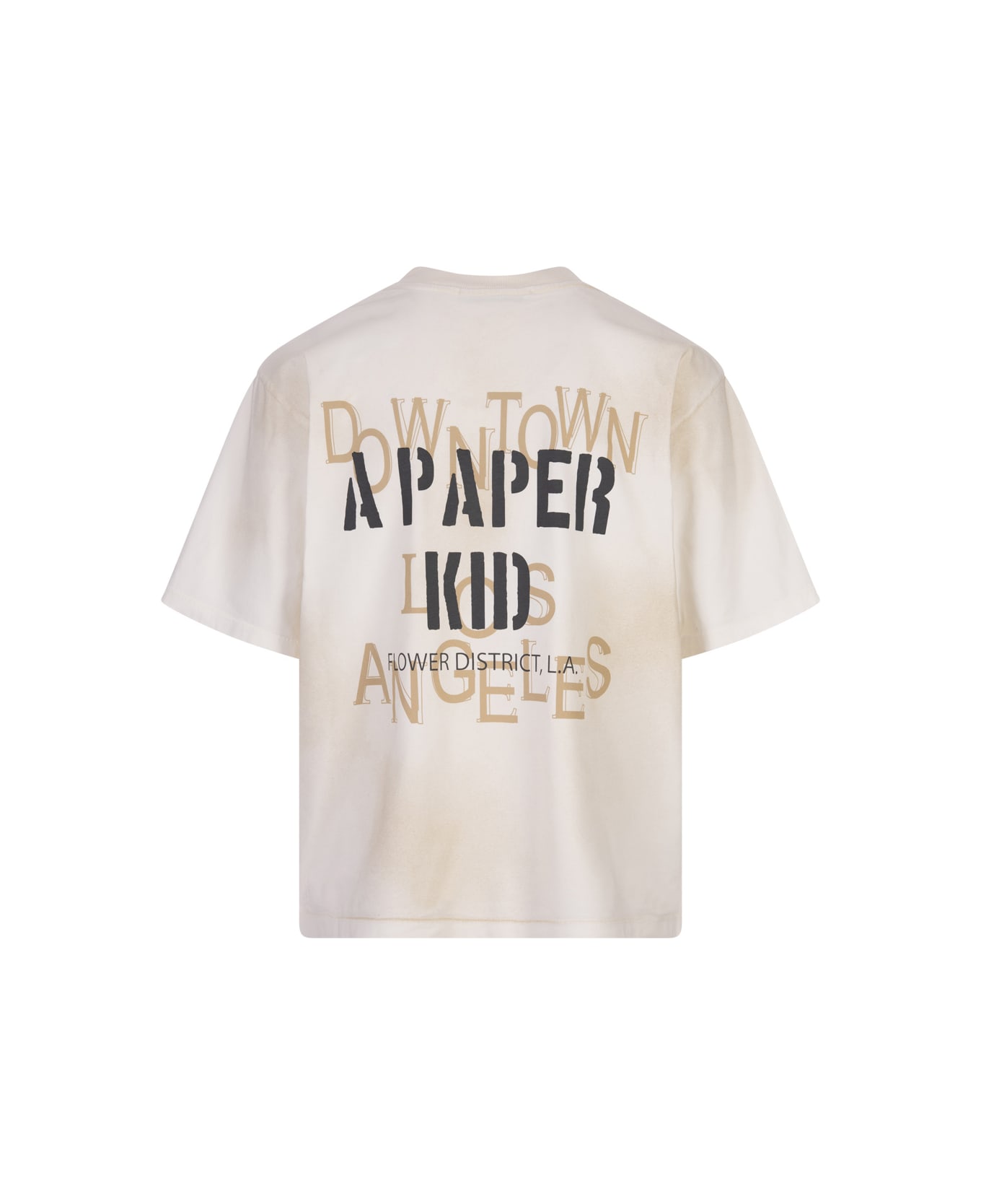 A Paper Kid White T-shirt With Washed Effect And Prints - White