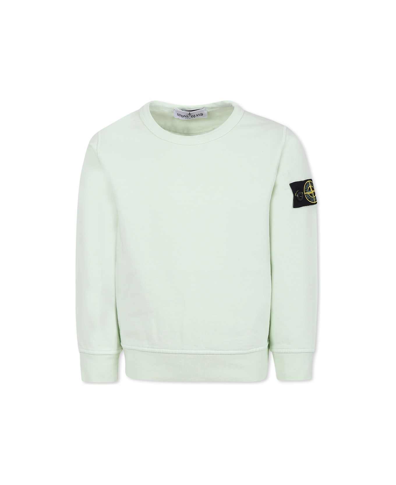 Stone Island Junior Green Sweatshirt For Boy With Compass - Green