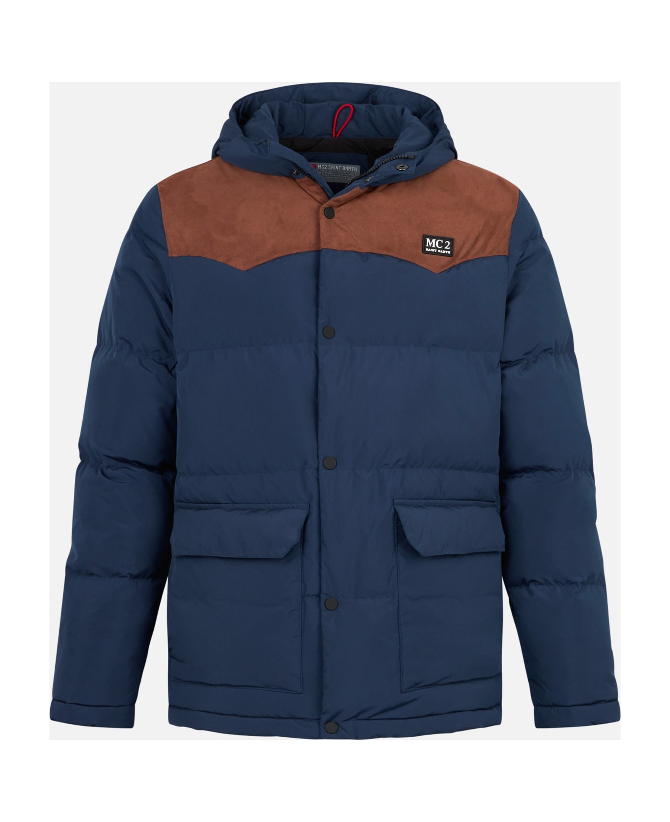 MC2 Saint Barth Man Blue Hooded Down Jacket Baxter - BLUE