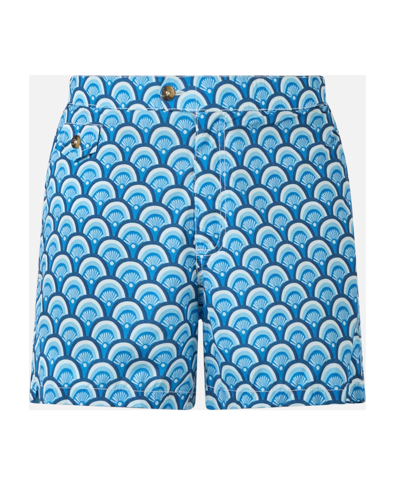 MC2 Saint Barth Man Comfort Swim Shorts With Geometric Print - BLUE