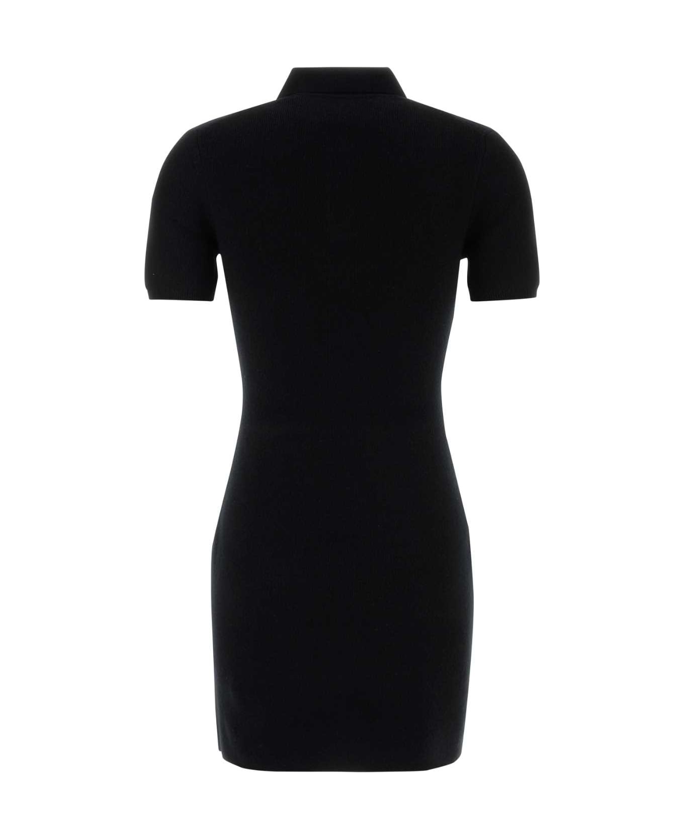 T by Alexander Wang Black Wool Blend Polo Dress - BLACK