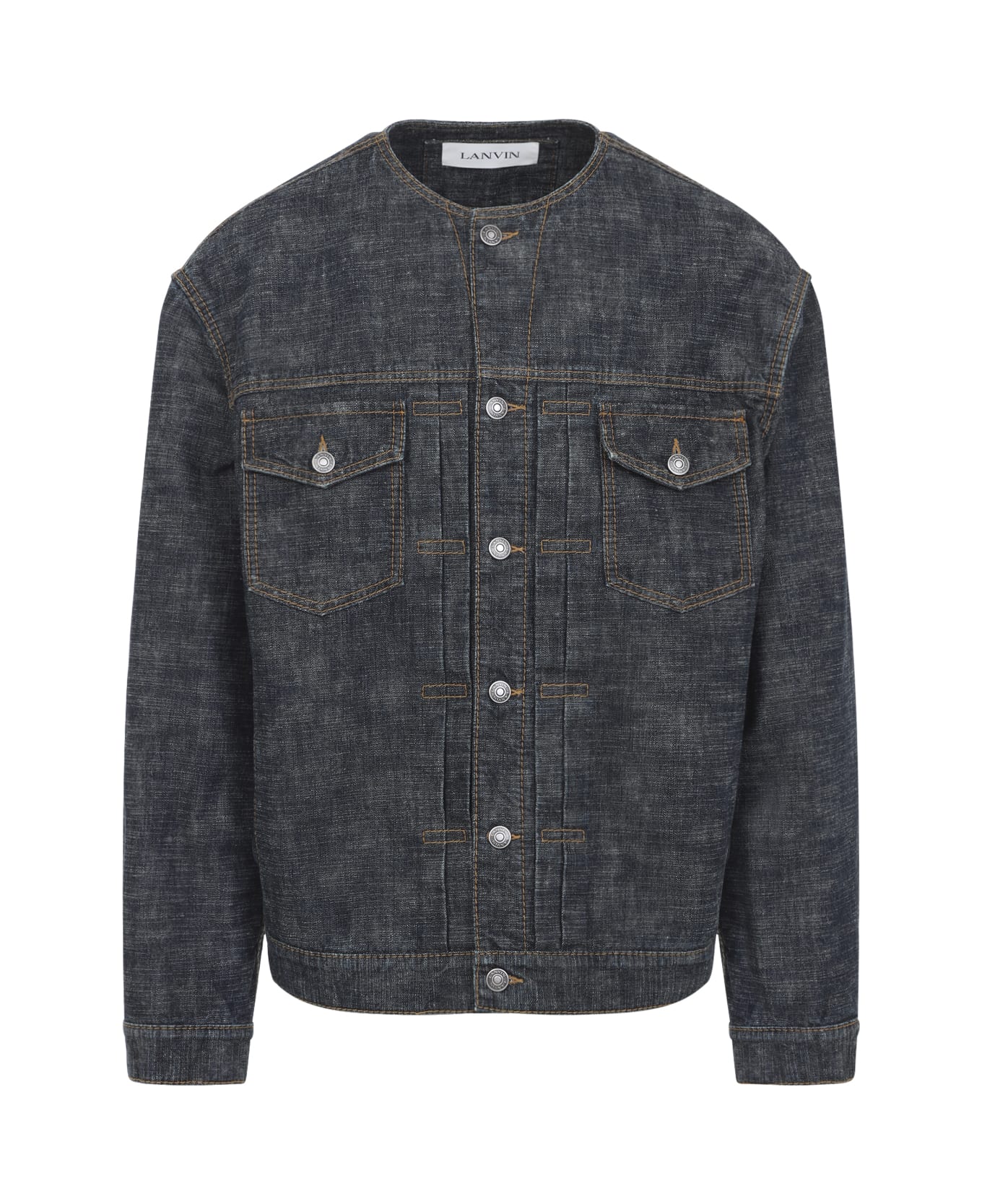 Lanvin Collarless Jacket - Navy Blue