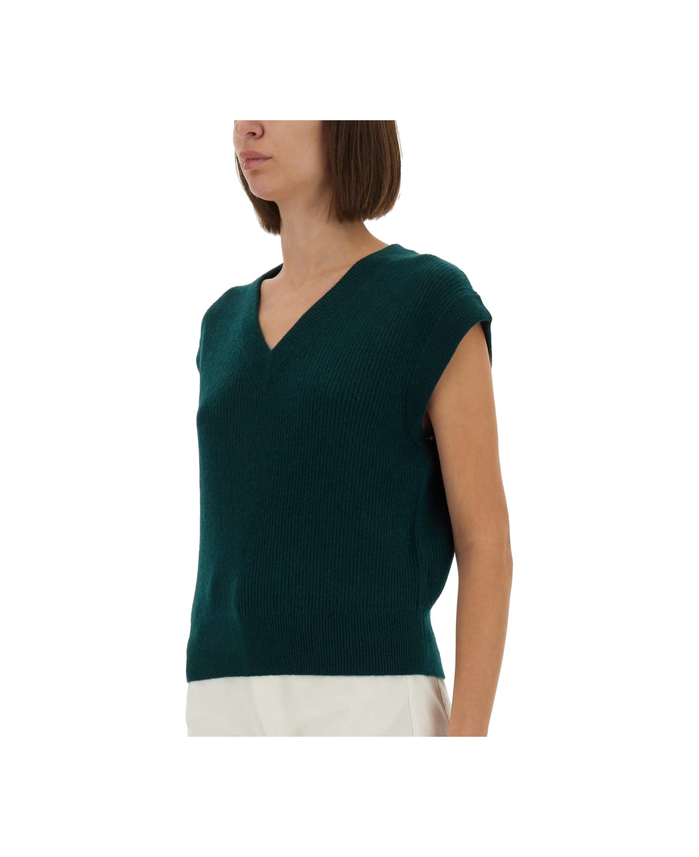 Guest in Residence Ribbed Knit Vest - GREEN