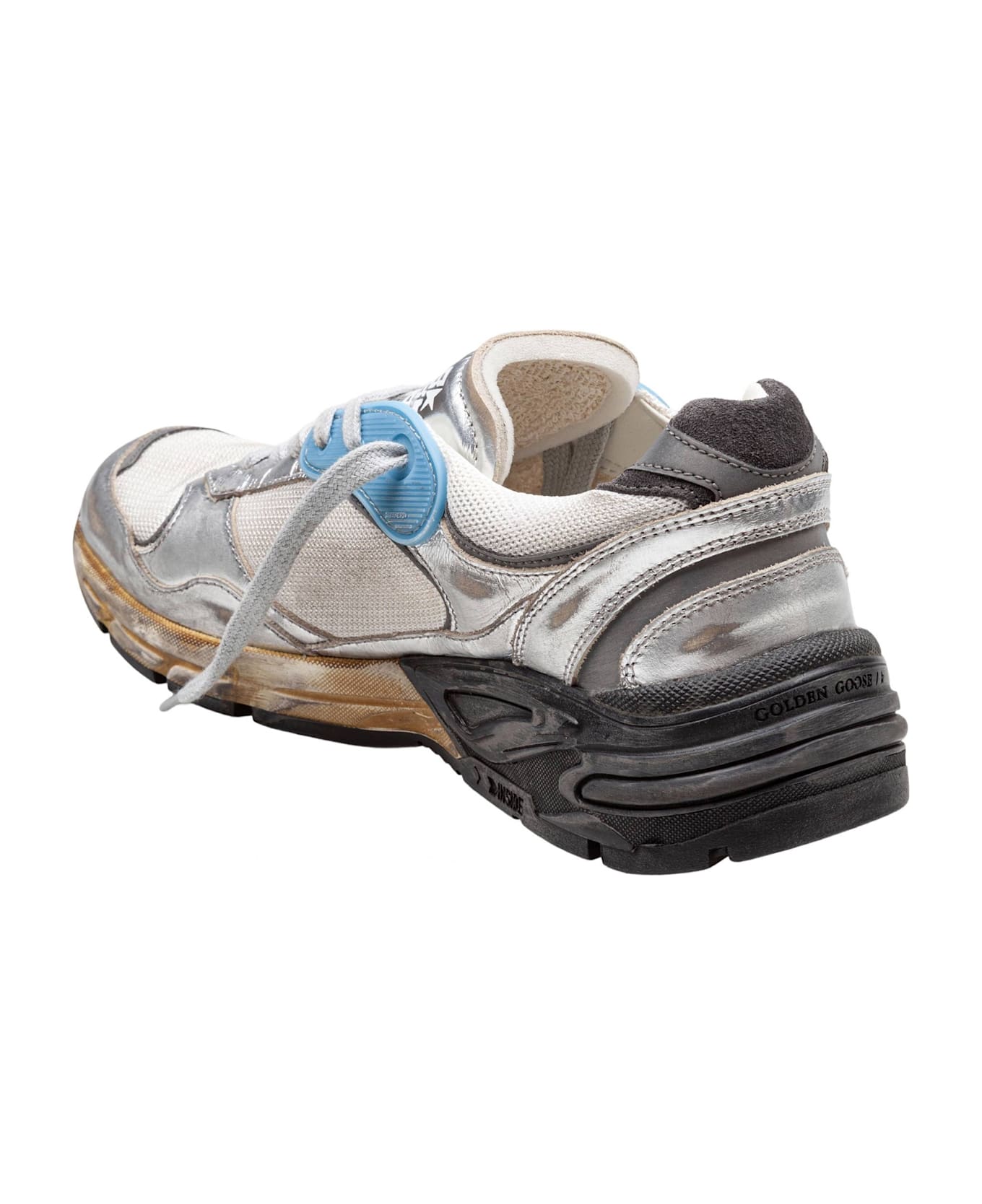 Golden Goose Dad-star Sneakers In Mesh And Laminated Leather Color Grey And Blackrunning - Multi
