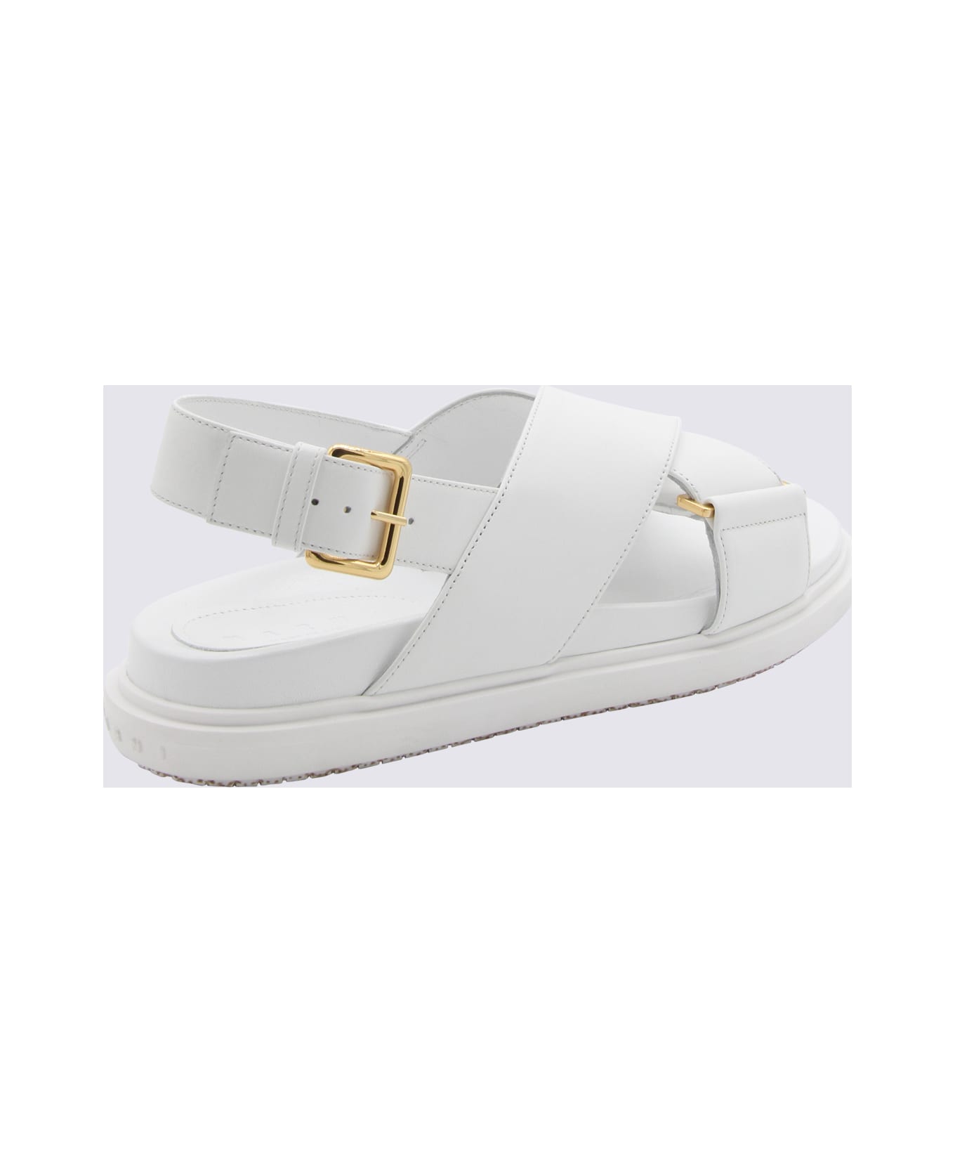 Marni White Leather Fussbet Sandals - LILY WHITE サンダル