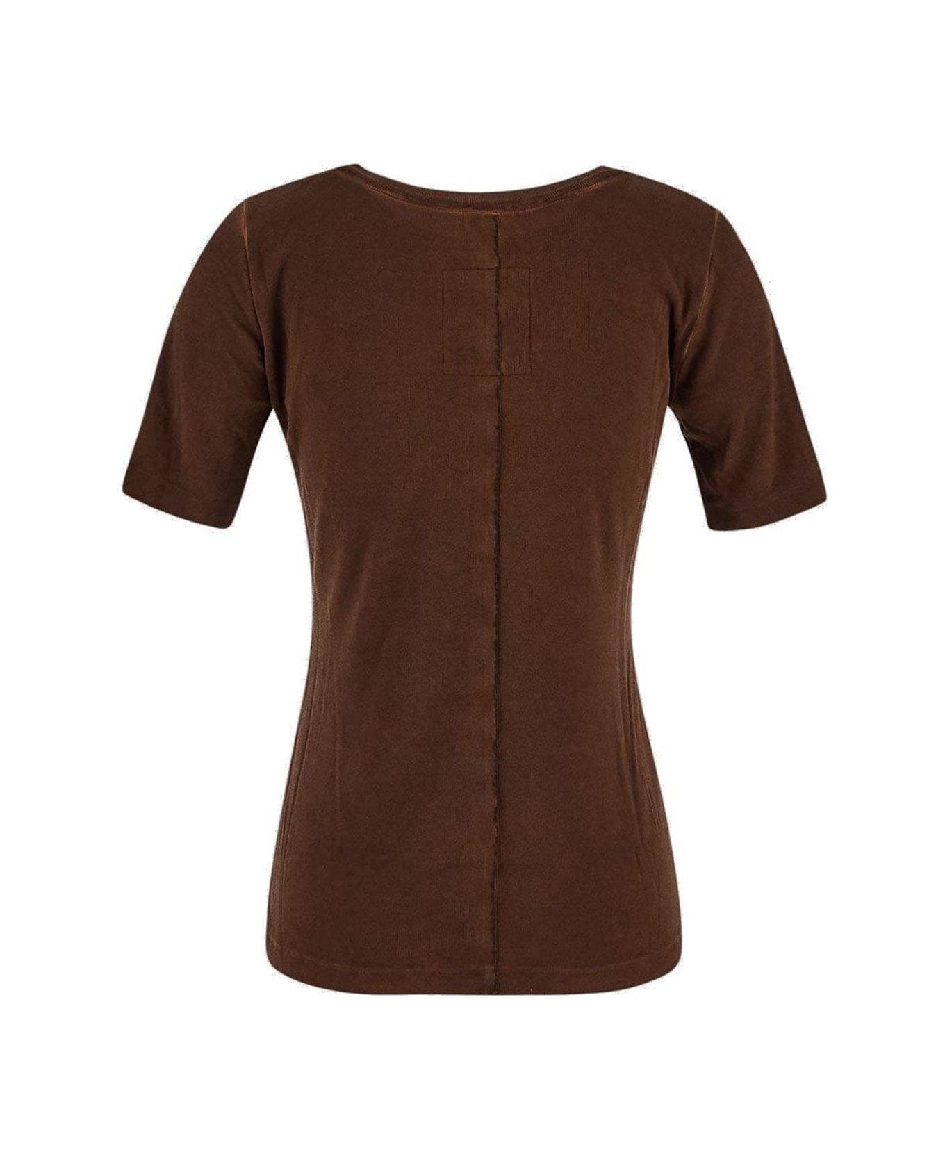 Uma Wang Crewneck Ribbed T-shirt - BROWN