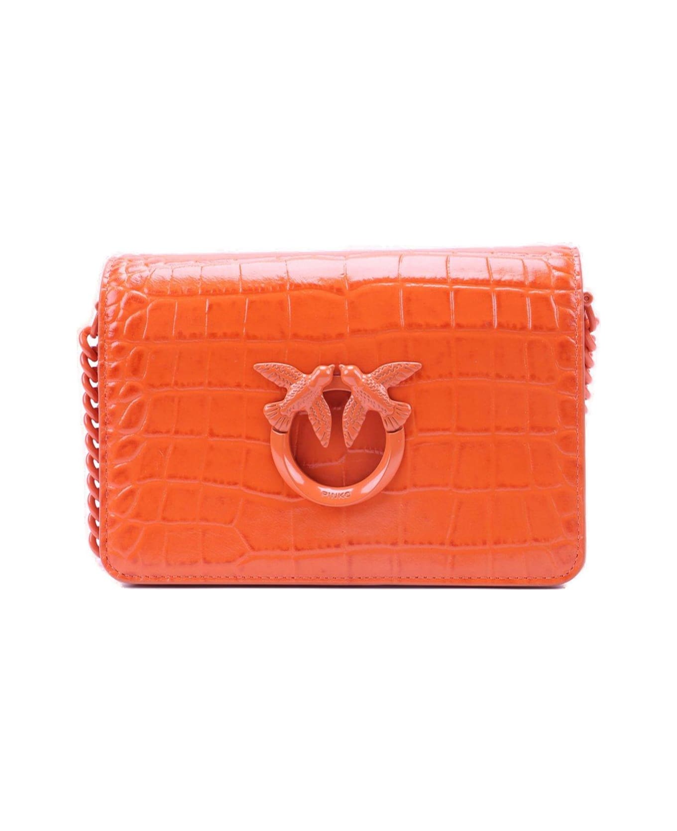 Pinko Glossy Embossed Mini Lover Click Shoulder Bag - B Orange