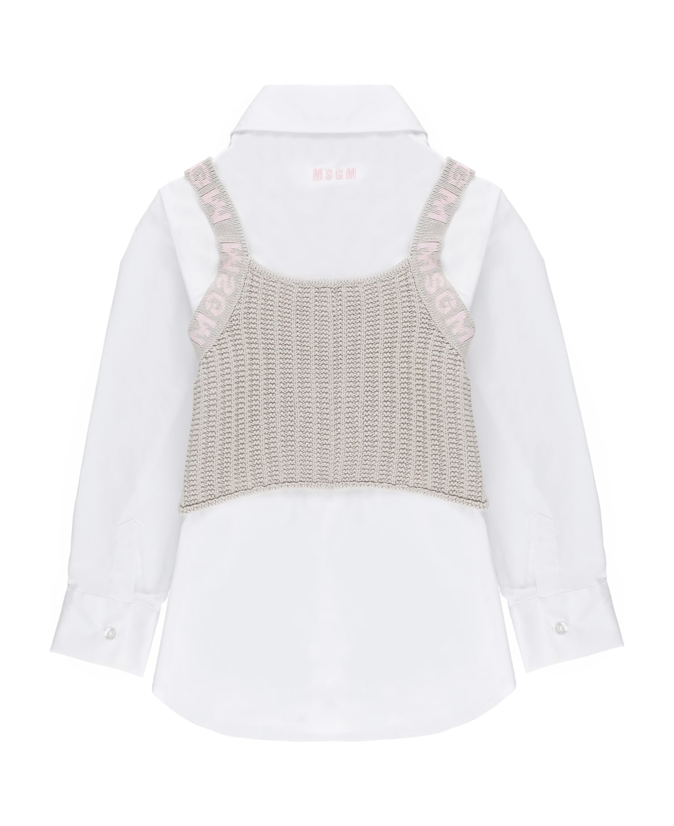 MSGM Cotton Shirt With Top - White