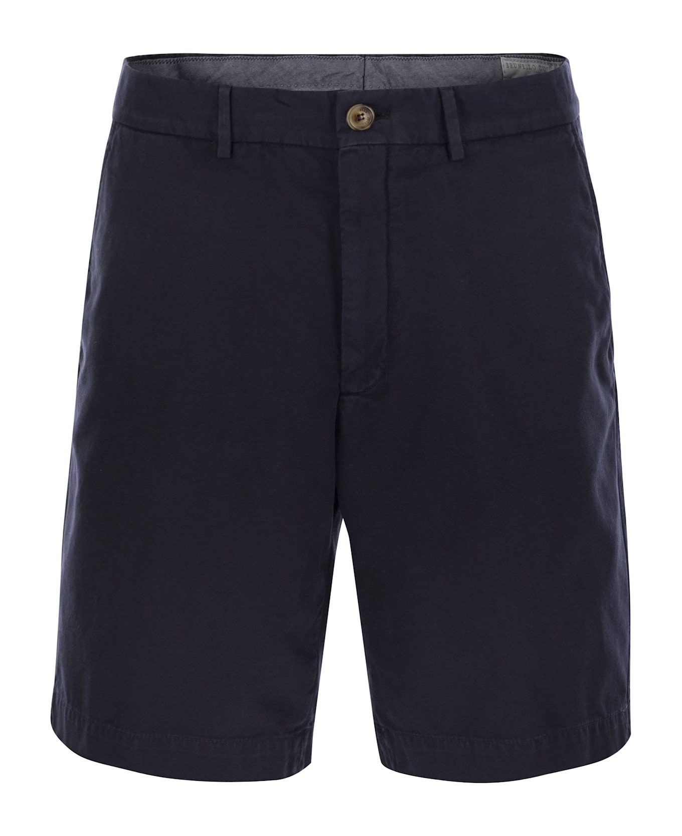 Brunello Cucinelli Cotton Gabardine Bermuda Shorts - Navy