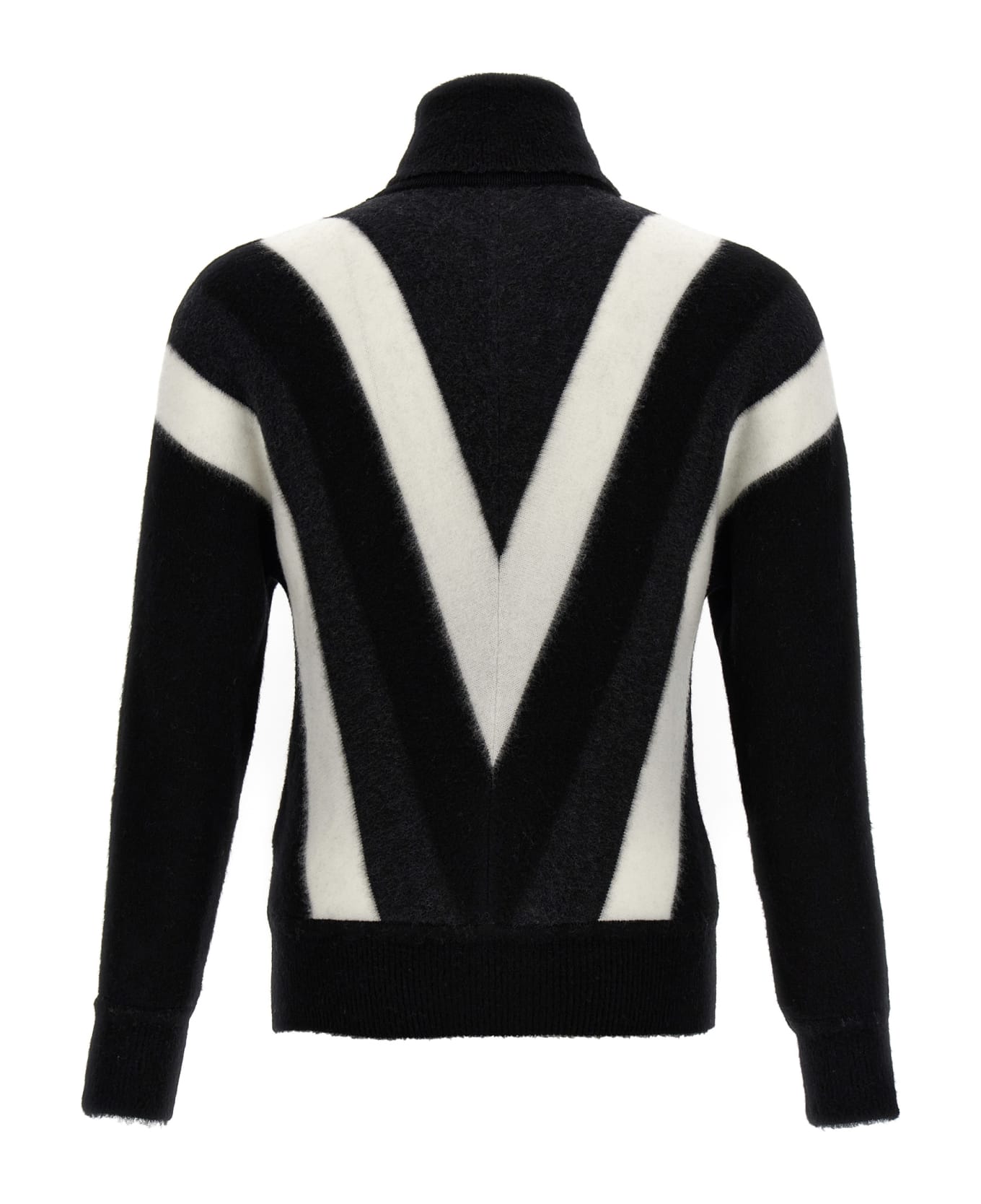 Saint Laurent Geometric Pattern Sweater - White/Black