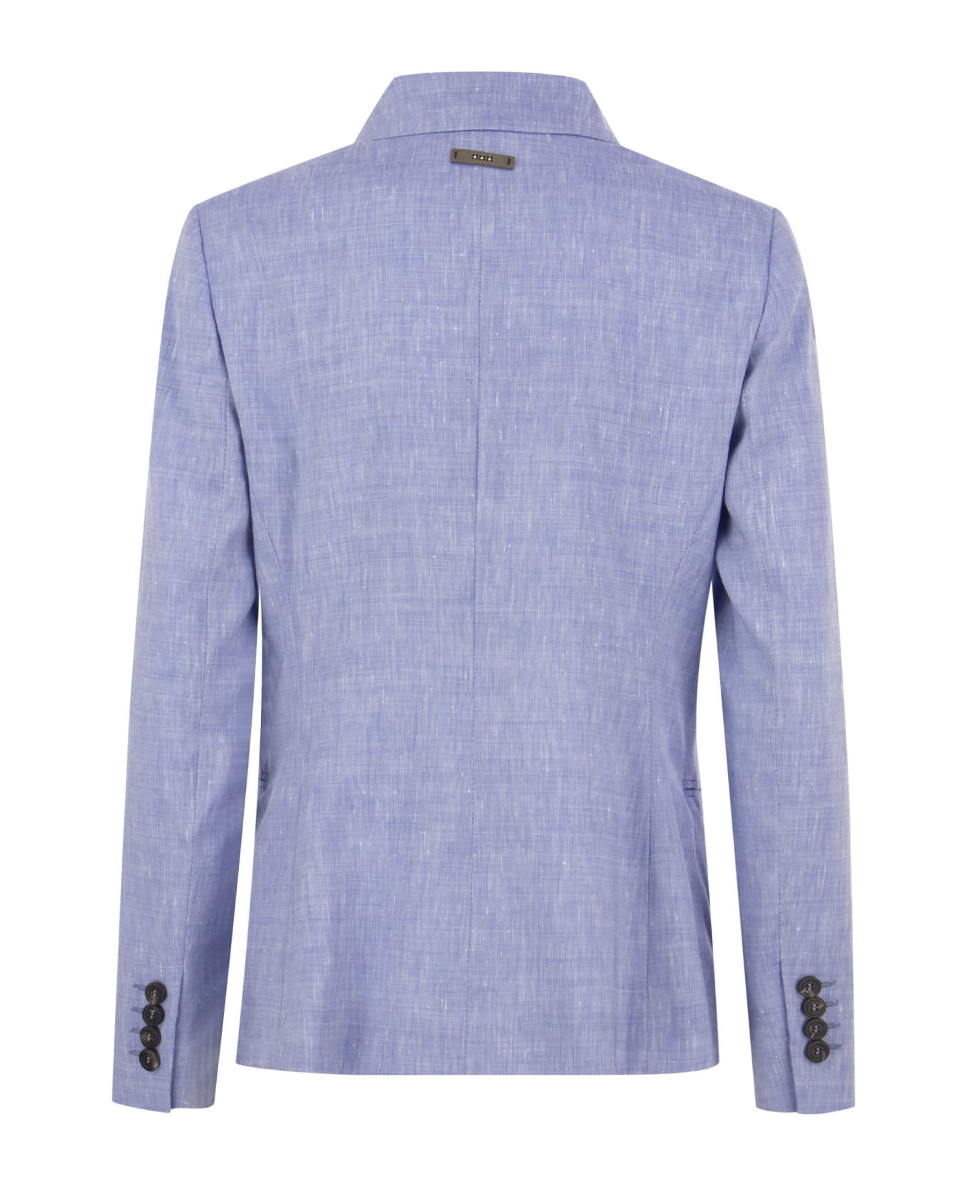 Peserico Wool And Linen Canvas Double-breasted Blazer - Light Blue
