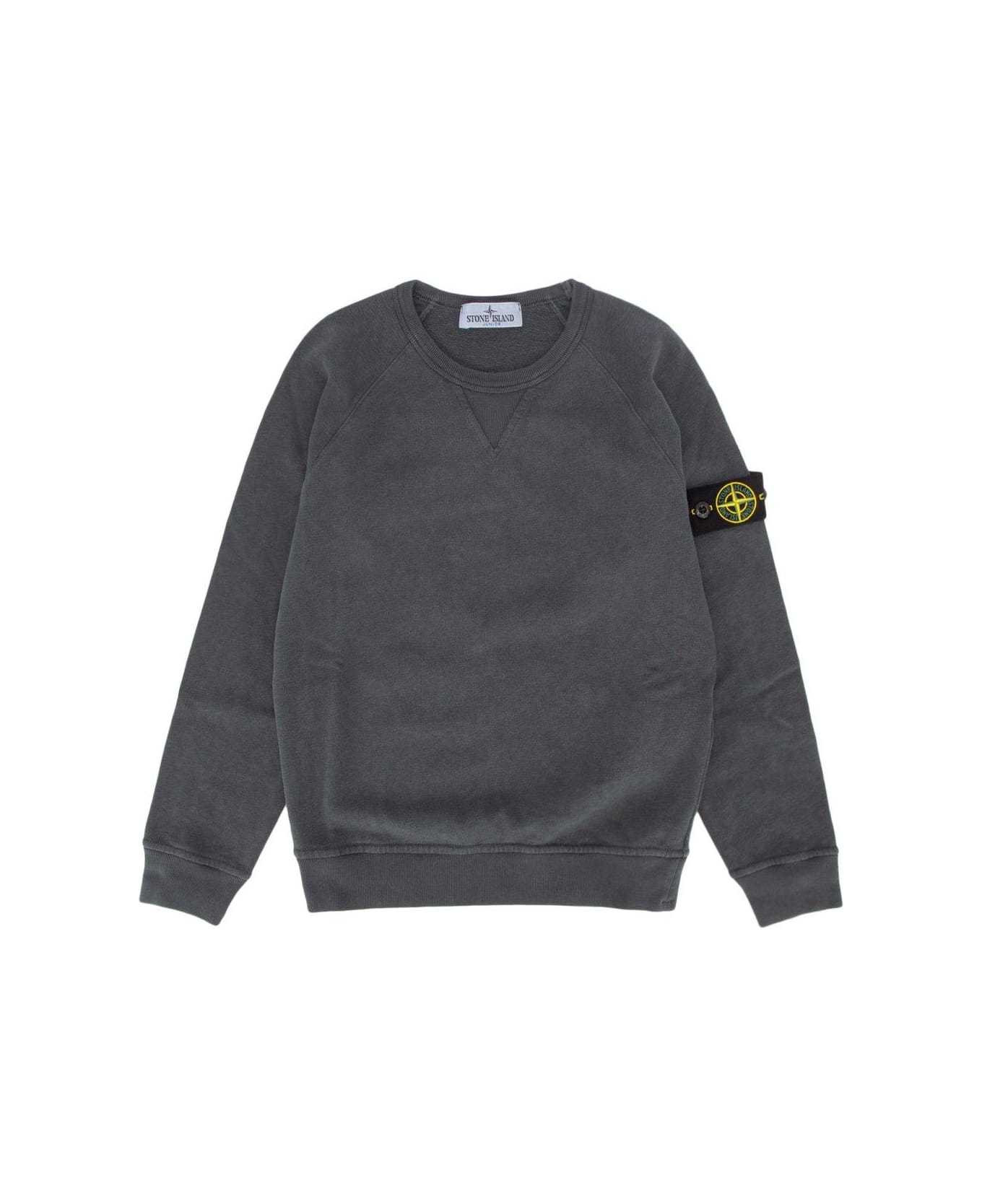 Stone Island Junior Compass-patch Crewneck Sweatshirt - Blue grey ニットウェア＆スウェットシャツ