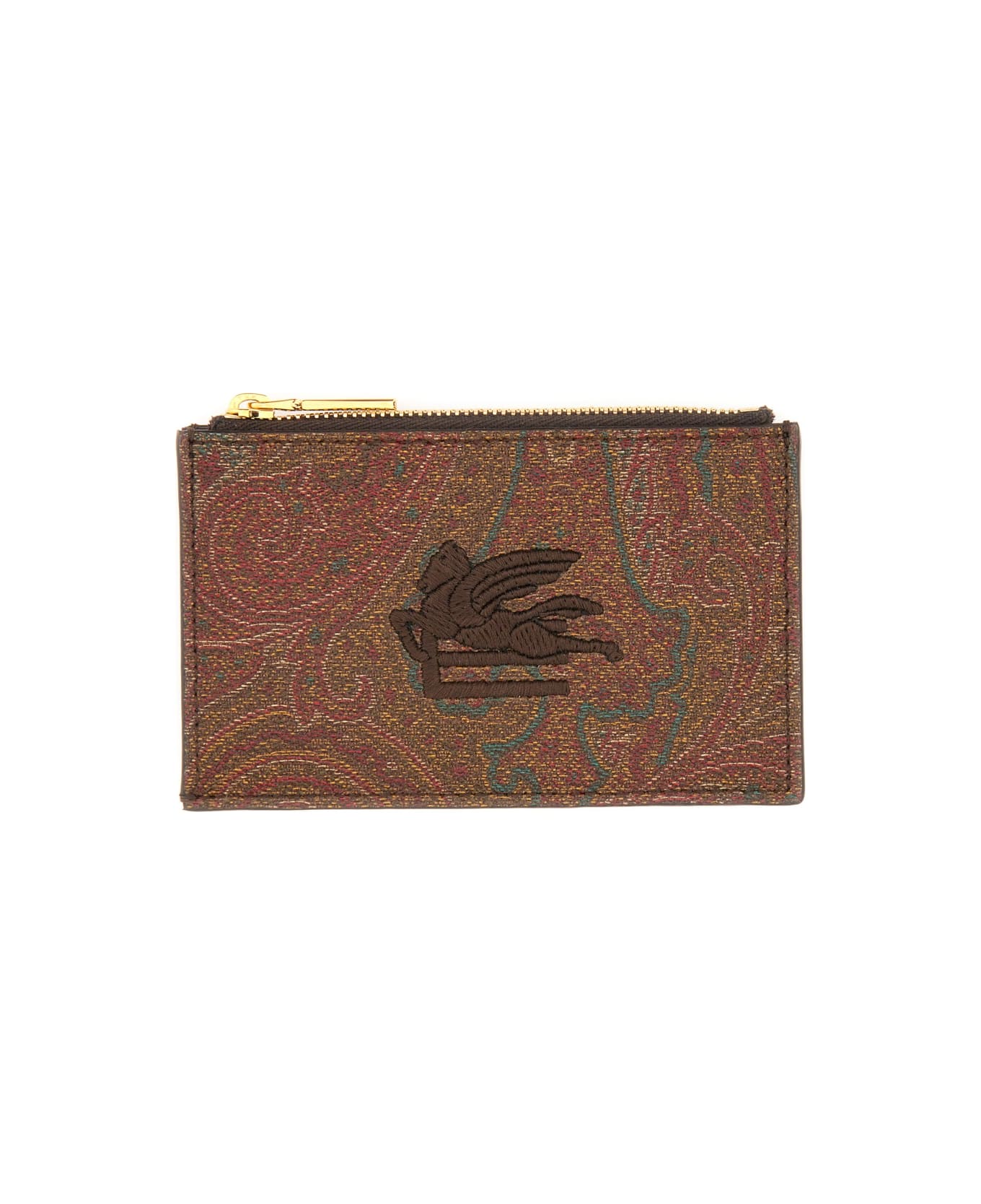 Etro Card Holder "arnica" With Pegasus - BROWN