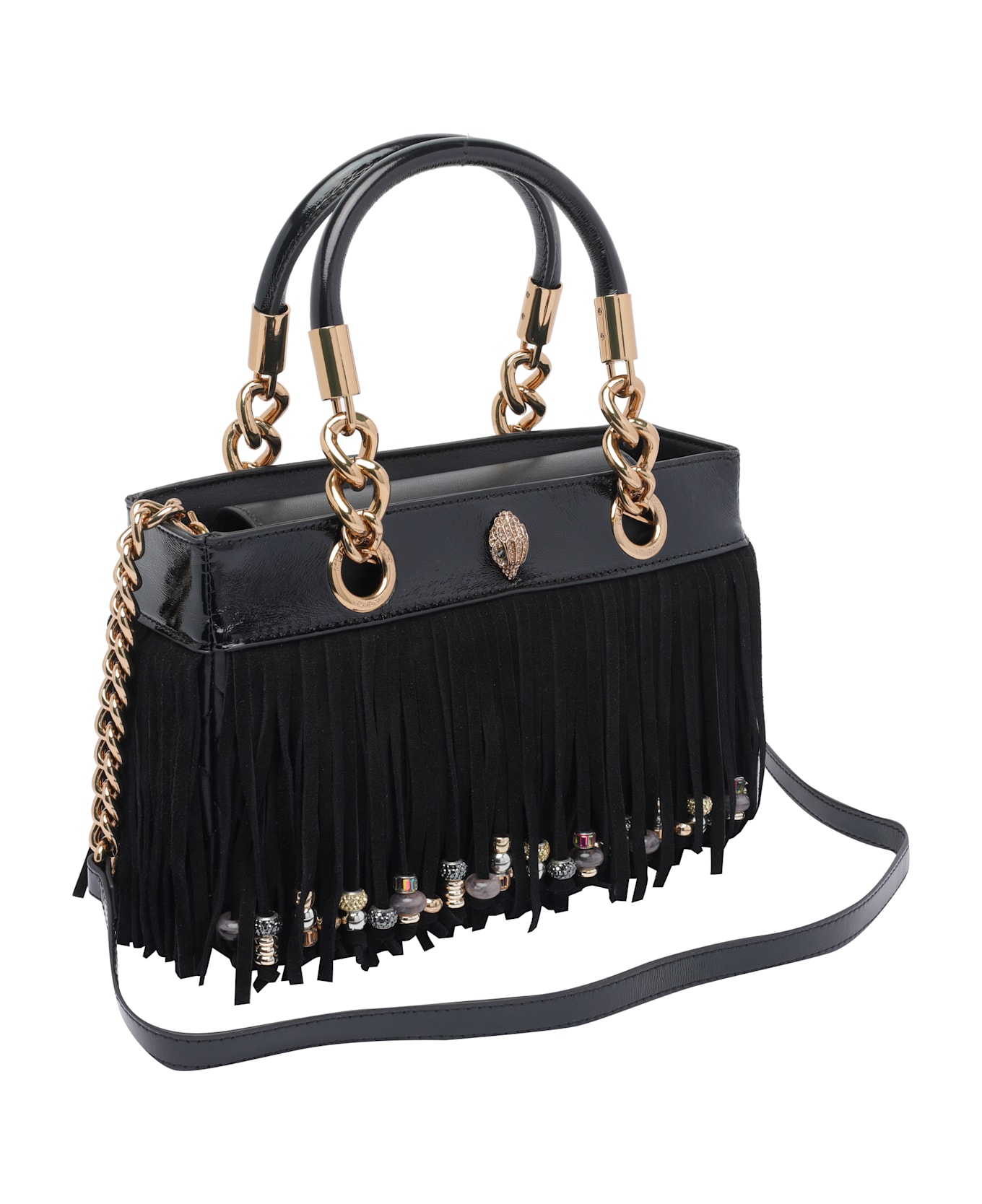 Kurt Geiger Square Kensington Fringe Handbag - Black