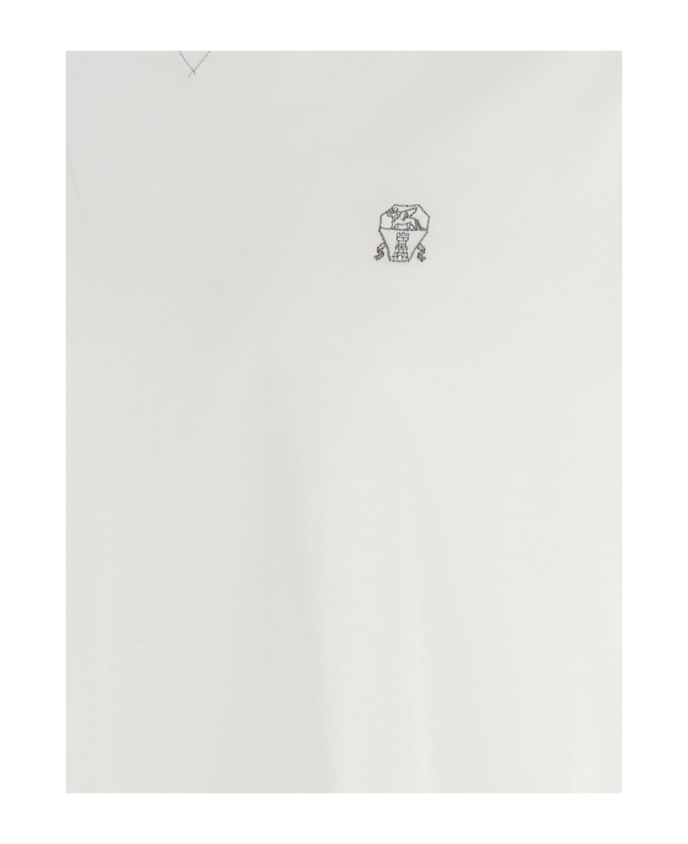 Brunello Cucinelli Logo Embroidery T-shirt - White