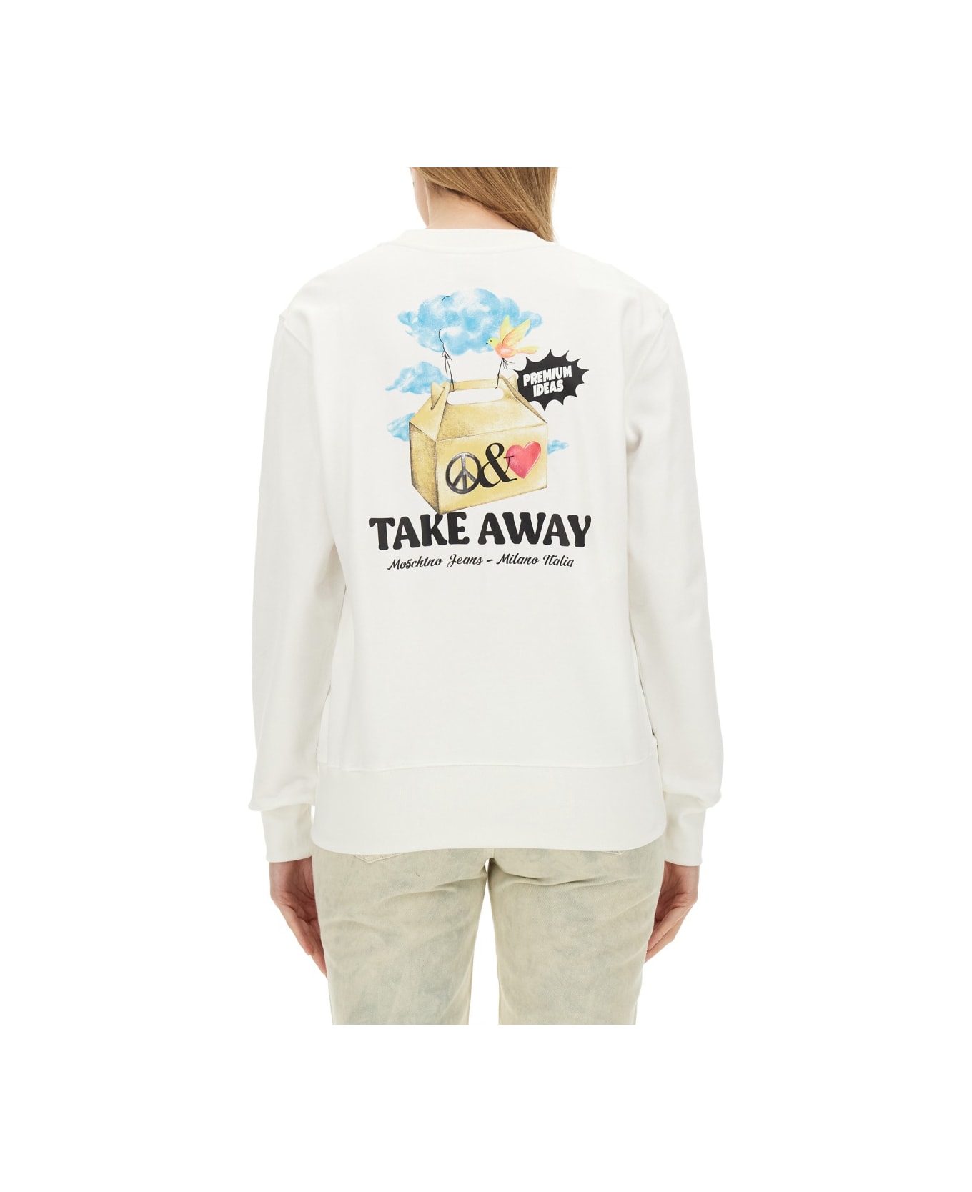 M05CH1N0 Jeans Sweatshirt With Logo - WHITE