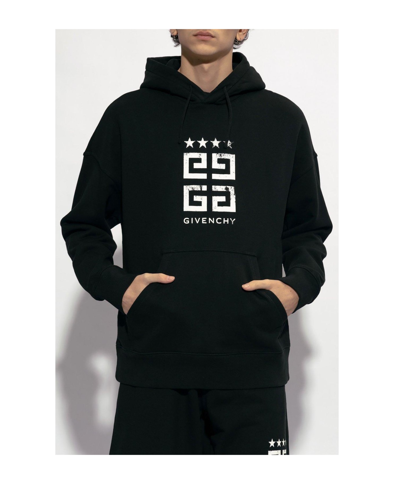 Givenchy Logo Printed Hoodie - Black フリース