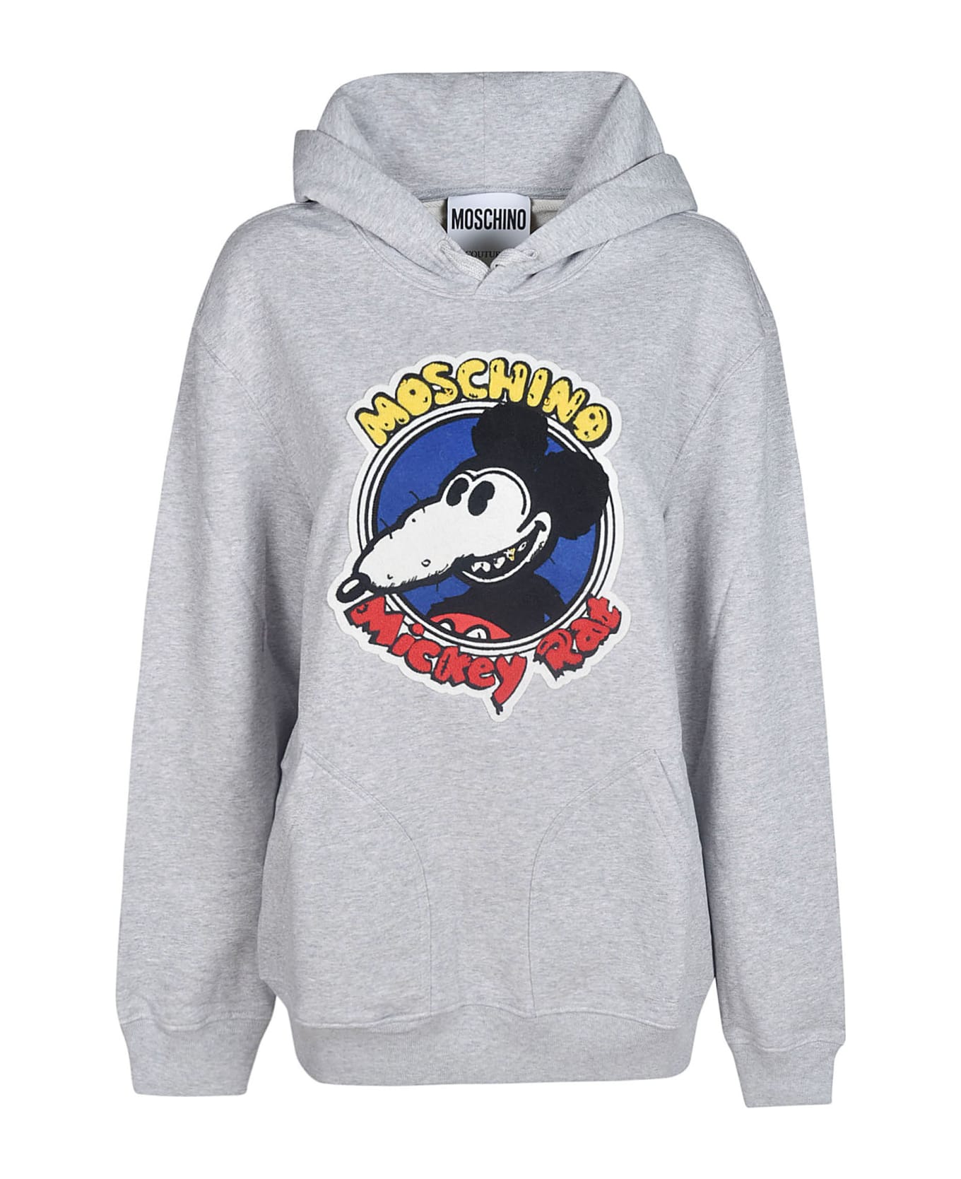 Moschino Mickey Rat Printed Hoodie - Grey/Multicolor