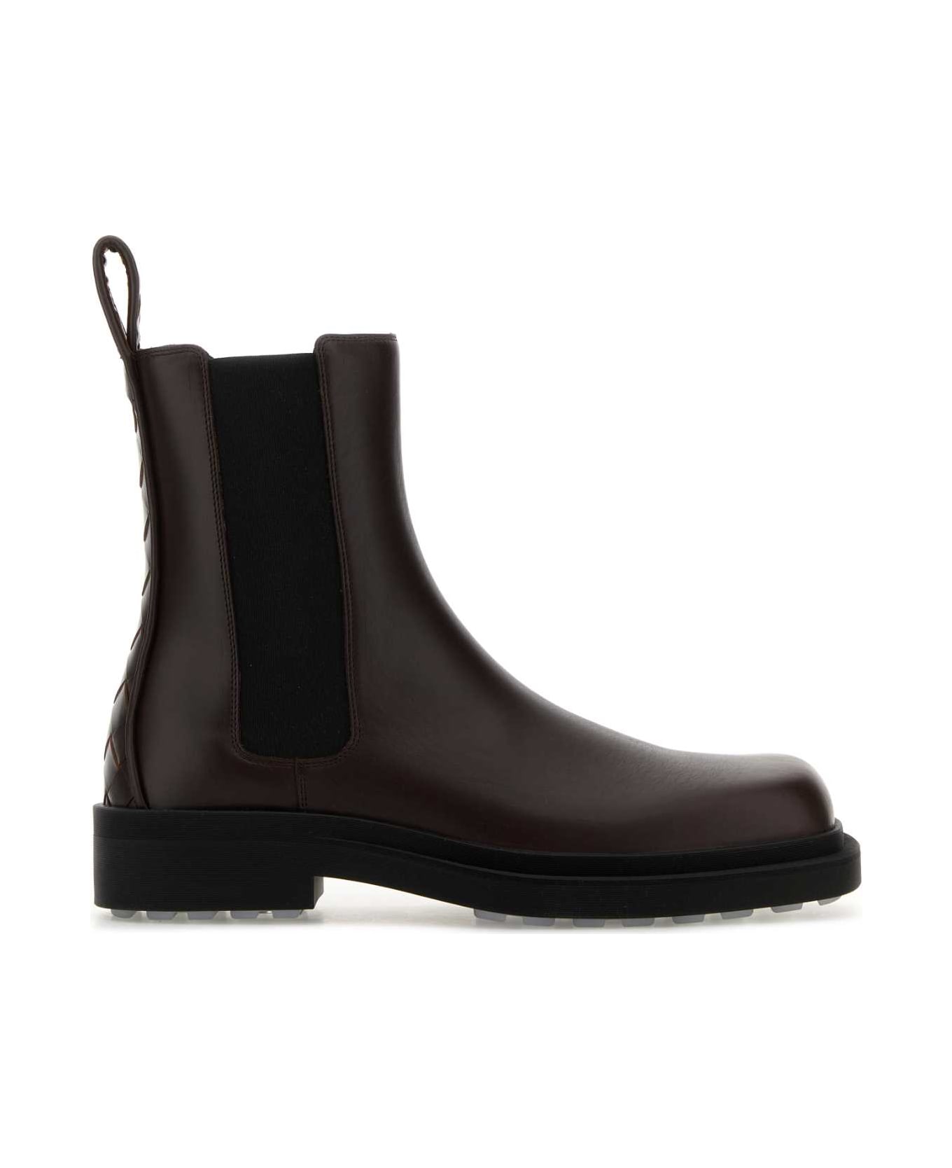 Bottega Veneta Dark Brown Leather Chelsea Ben Ankle Boots - TOFFEE