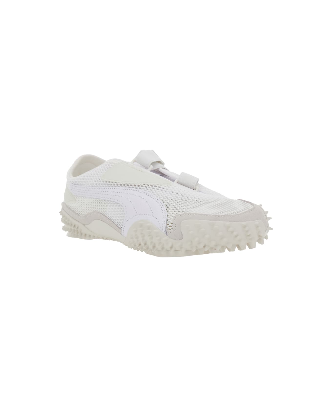 Puma Mostro White Low Top Sneaker With Logo On Heel And Mesh Inserts In Fabric Unisex - White