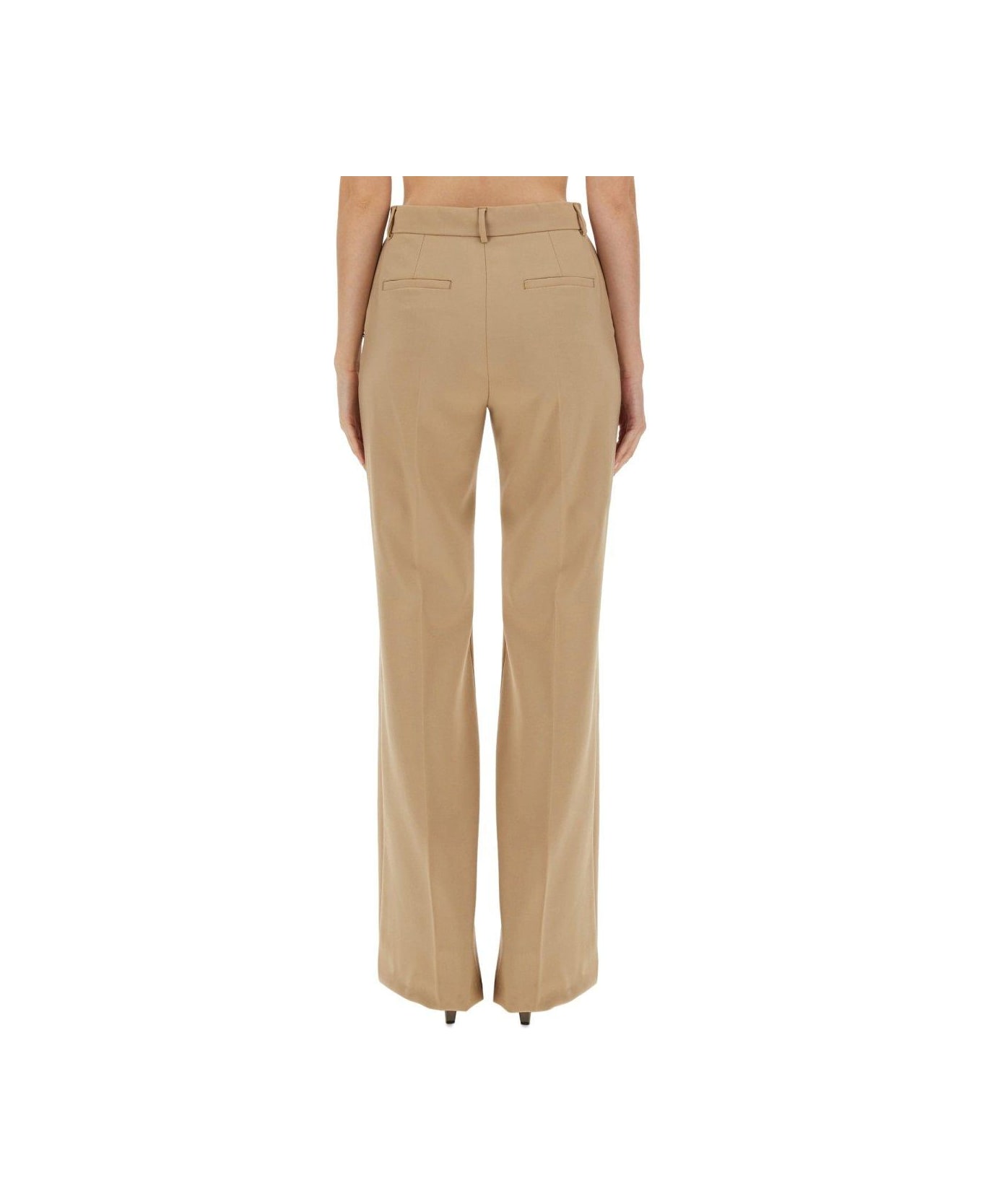 SportMax High Waist Straight Leg Pants - BEIGE
