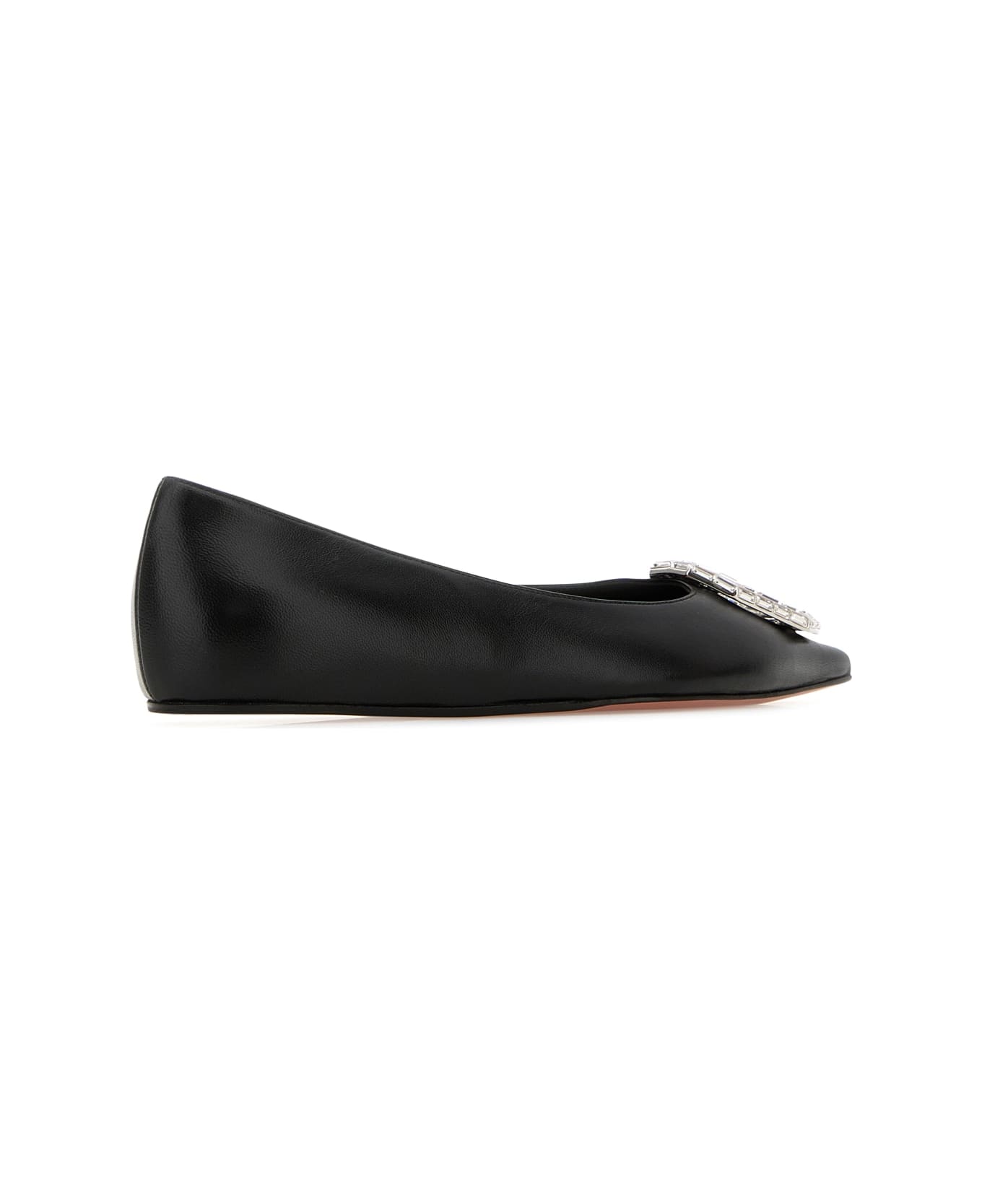 Amina Muaddi Camelia Flat Nappa Black White Buc - BLACKWHITE
