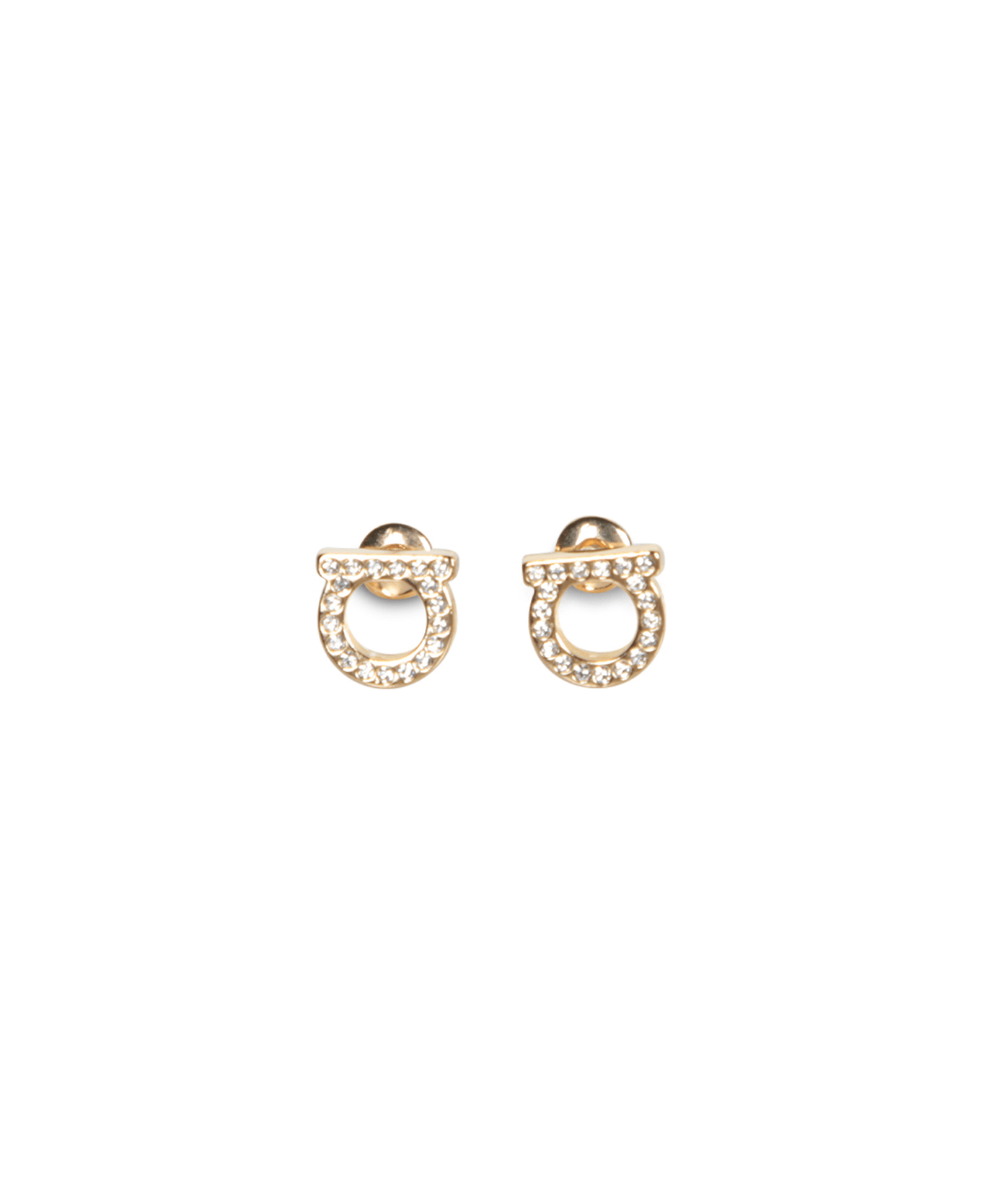 Ferragamo Mini Gold Strass Stud Earrings - Metallic