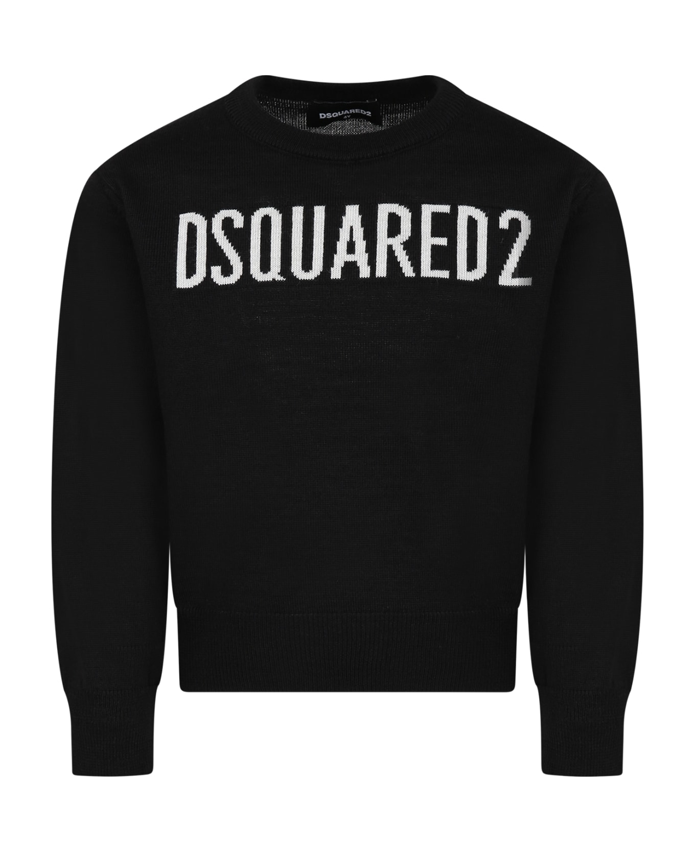 Dsquared2 Black Sweater For Boy With Logo - Black ニットウェア＆スウェットシャツ