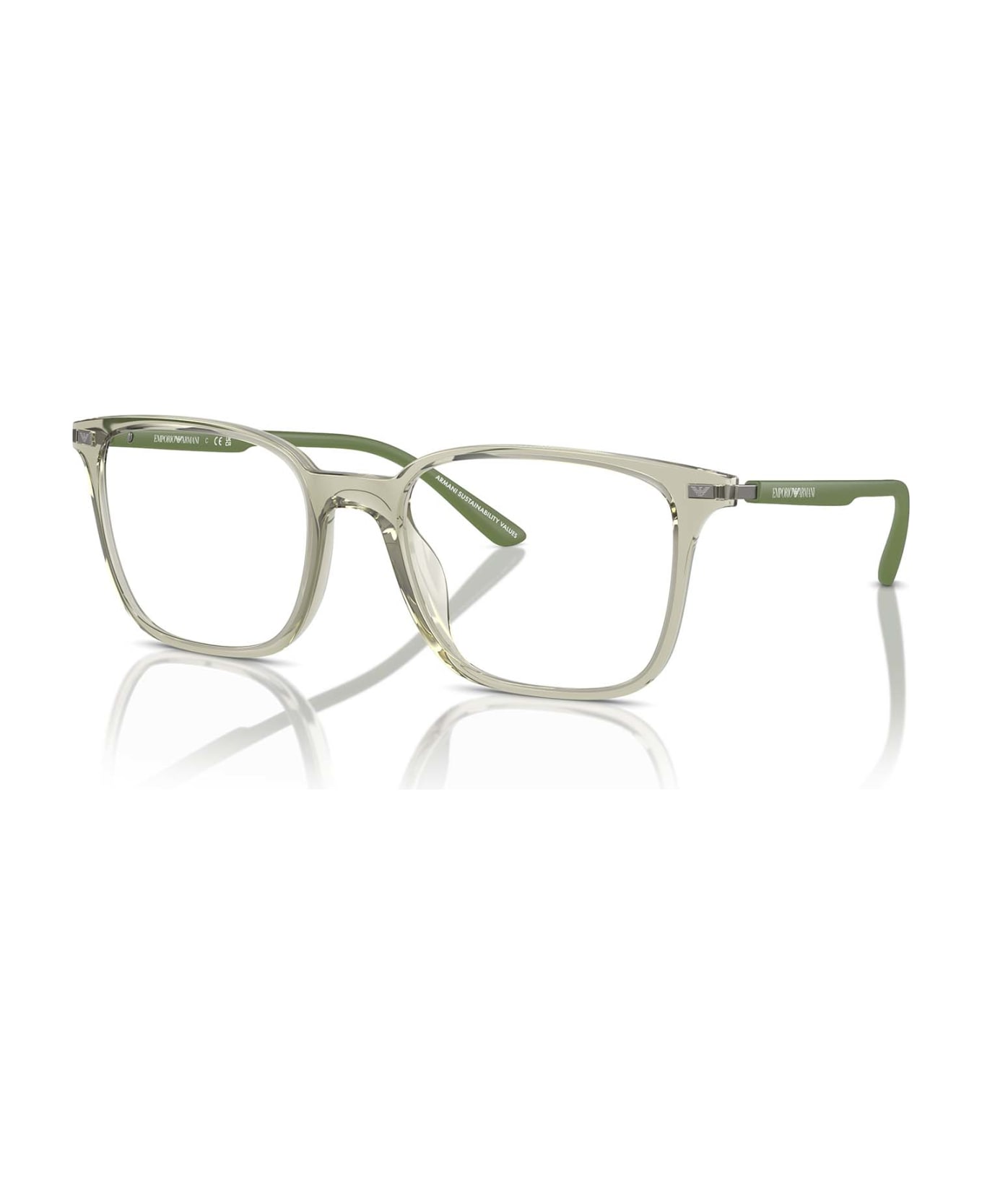Emporio Armani Ea3242u Shiny Transparent Green Glasses - Shiny Transparent Green アイウェア