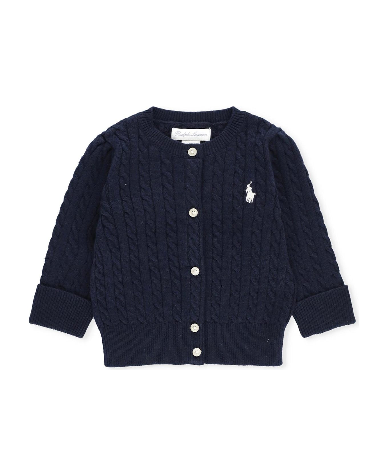 Polo Ralph Lauren Logo Embroidered Long-sleeved Cardigan - BLUE