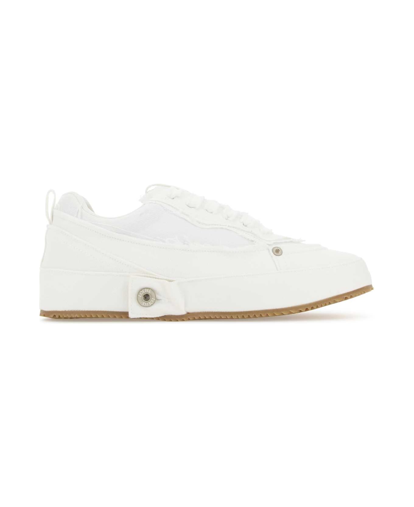 Loewe White Denim Deconstructed Sneakers - White