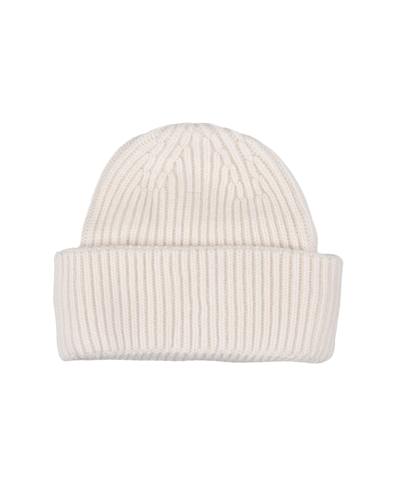 Fedeli Norge Ribbed Cashmere Beanie In Ice - White