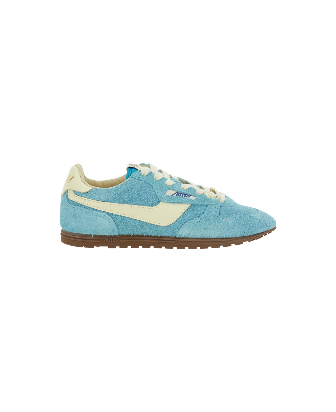 Autry 'windspin Low' Light-blue Sneaker With Logo On The Side And On The Heel In Suede Woman - Light blue