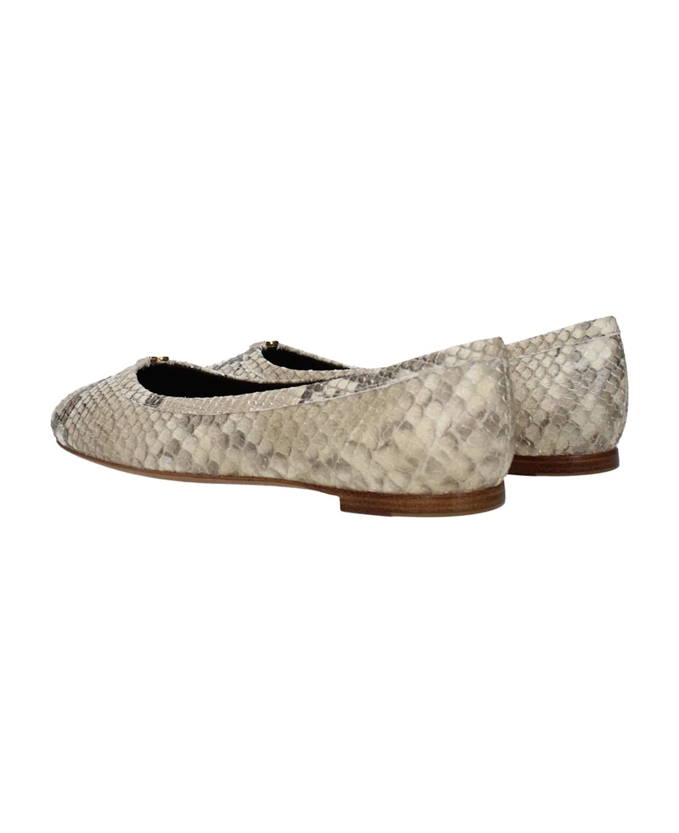 Chloé Chloè Python Marcie Ballerina Flat - Beige